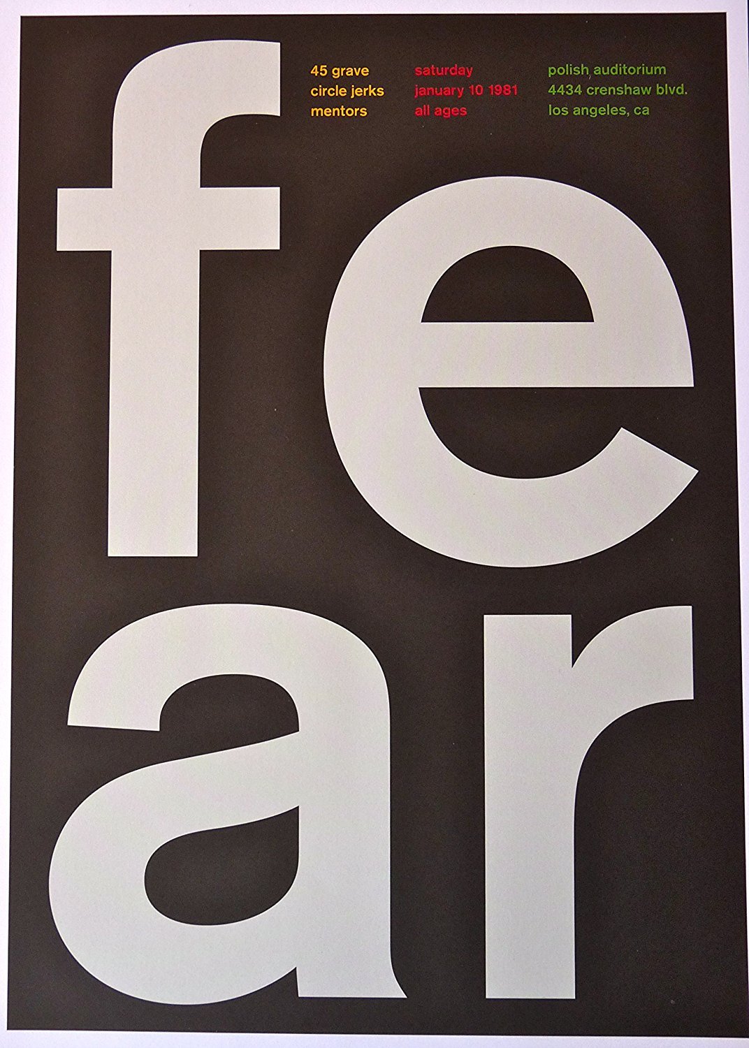Fear – Live at Polish Auditorium – Concert Mini Poster – 10″x14″