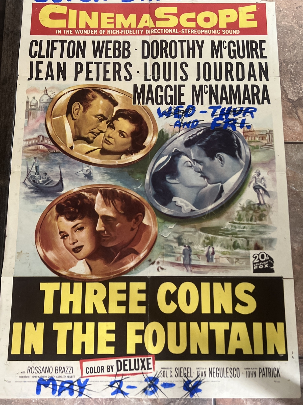 THREE COINS IN A FOUNTAIN 1954 ONE SHEET ORIGINAL MOVIE POSTER – DOROTHY MCGUIRE