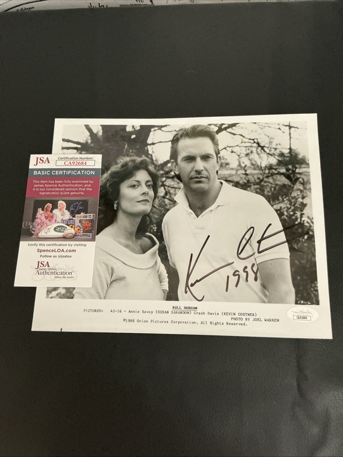 Kevin Costner JSA Signed Autograph 8 x 10 photo Bill Durham