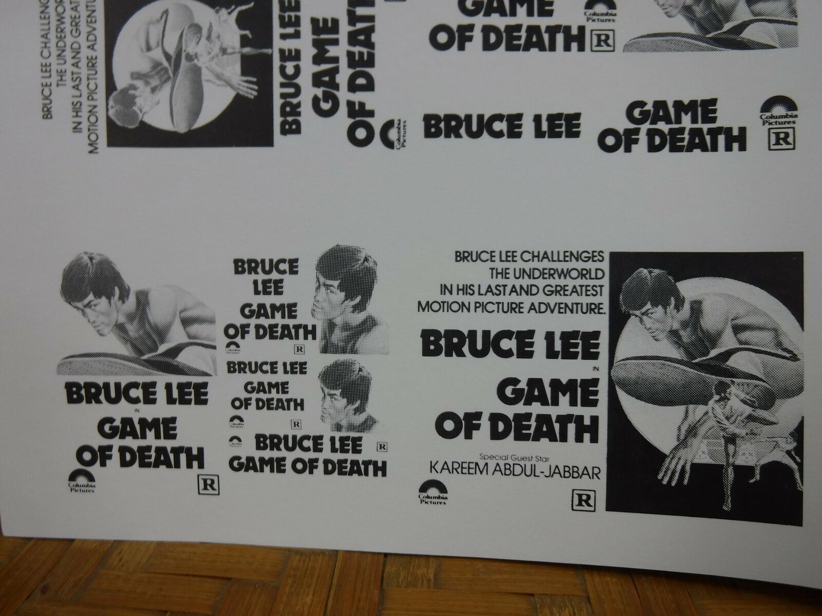 GAME OF DEATH Movie Mini Ad Sheet VTG Advertising Poster Clip Art Film Bruce Lee