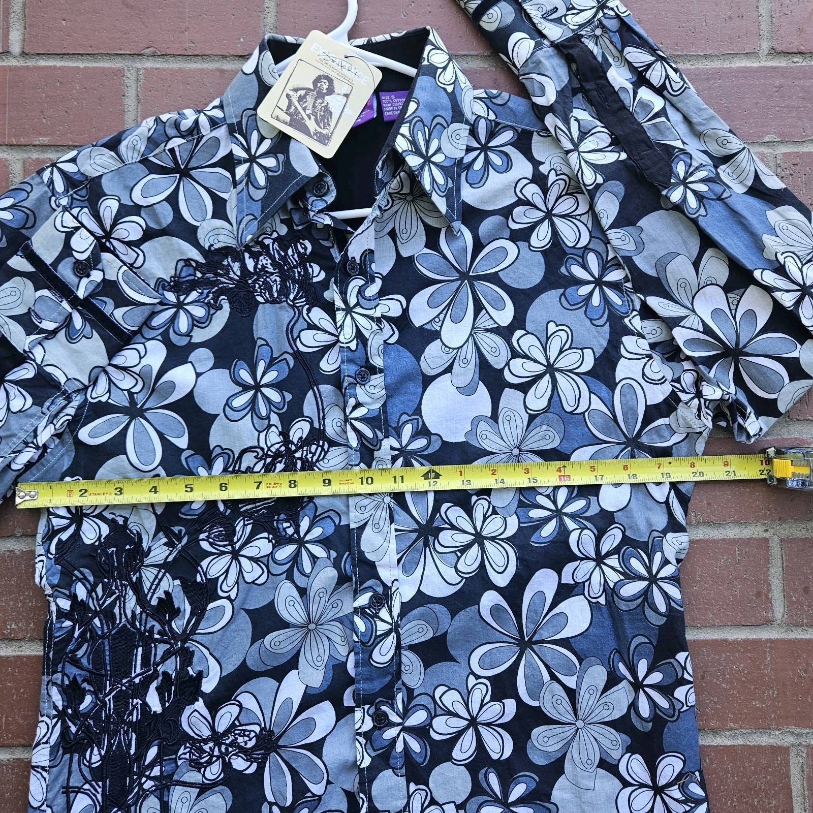 NWT Jimi Hendrix Experience Purple Label Mens Small Floral Embroidered Button Up