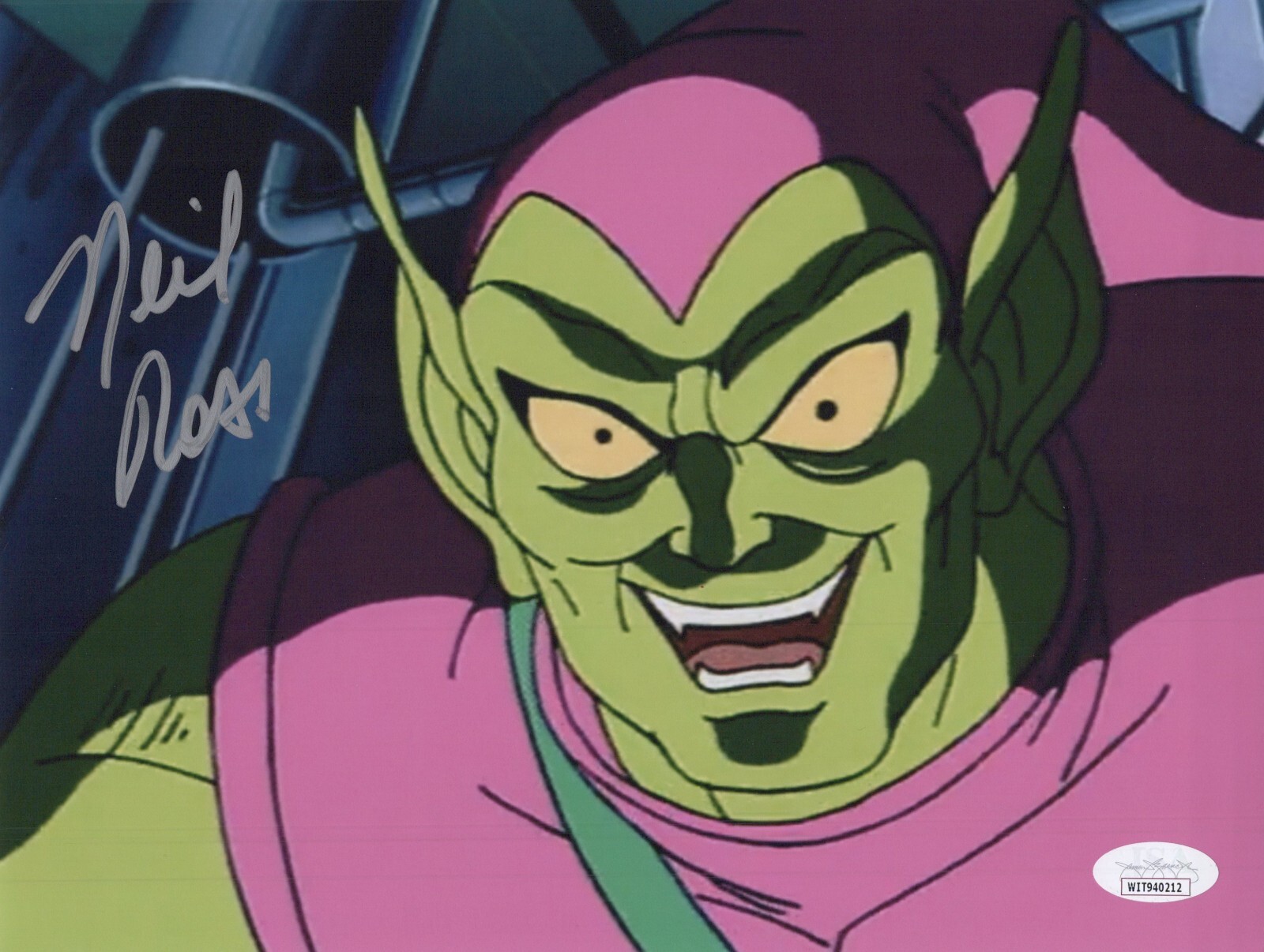 NEIL ROSS Signed SPIDER-MAN ANIMATED 8×10 Photo GREEN GOBLIN Autograph JSA COA