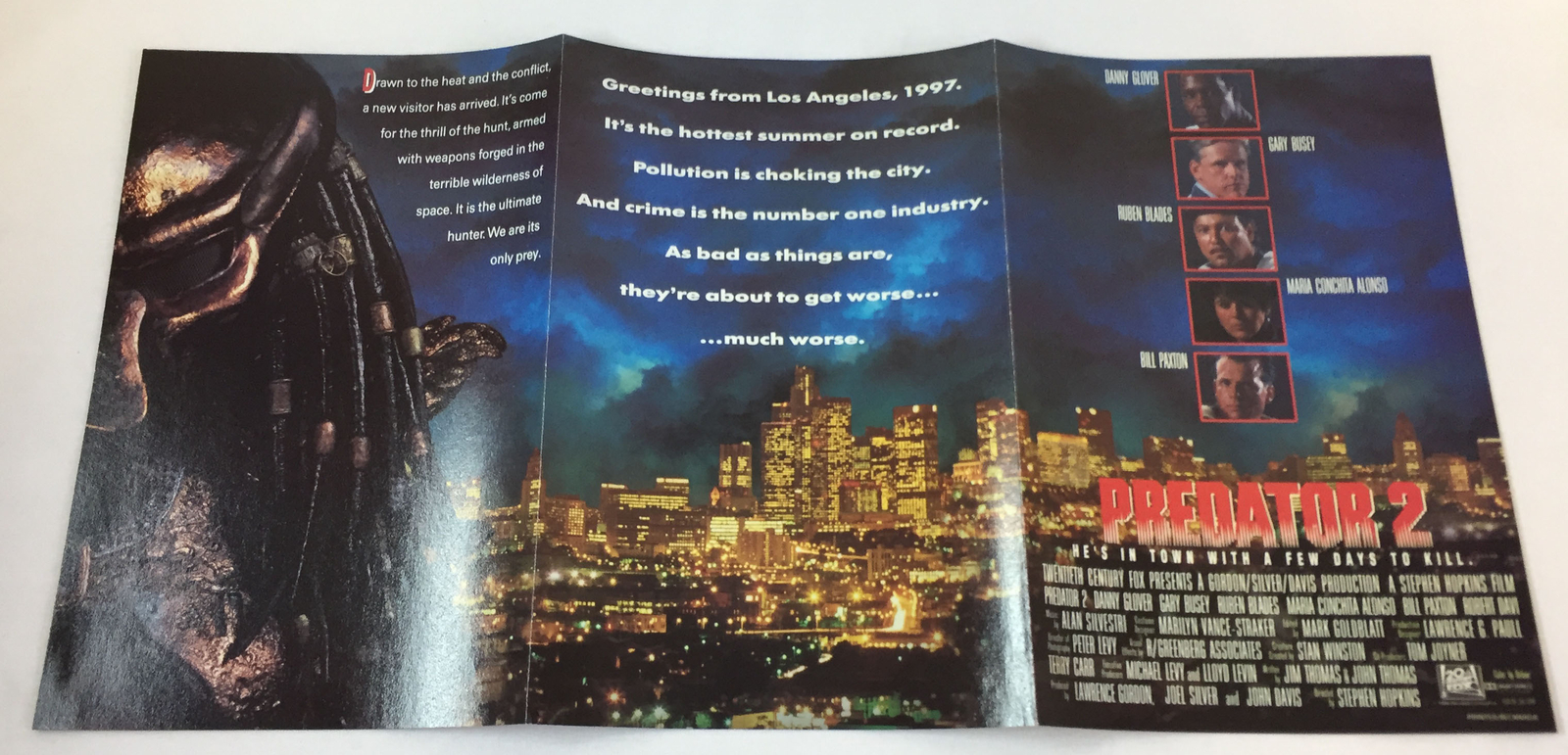 1990 insert promo booklet/poster ~ PREDATOR 2