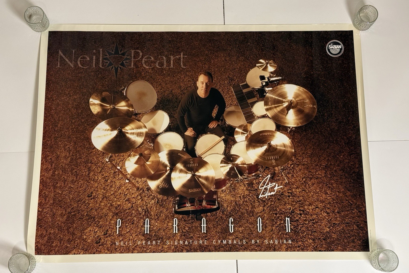 Neil Peart 2004 Sabian Paragon Cymbals Poster 26″x36″ Rush DW Drums Rare