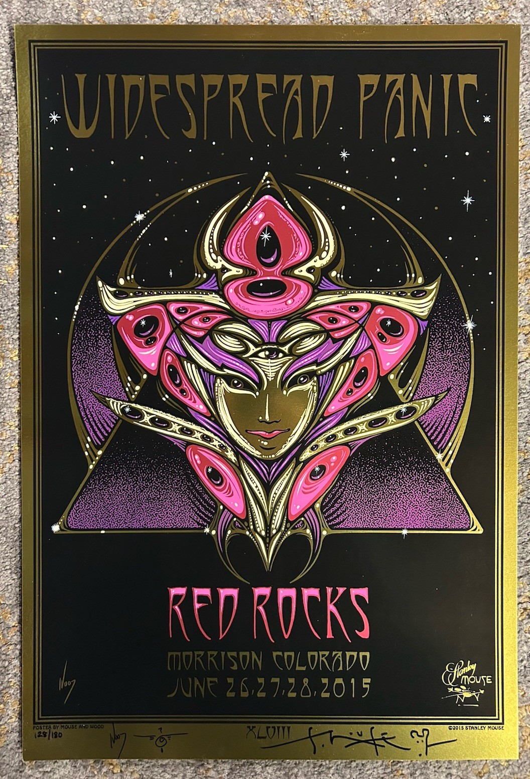 2015-WIDESPREAD PANIC POSTER-RED ROCKS/GOLD FOIL-S/N-128/180-MINT