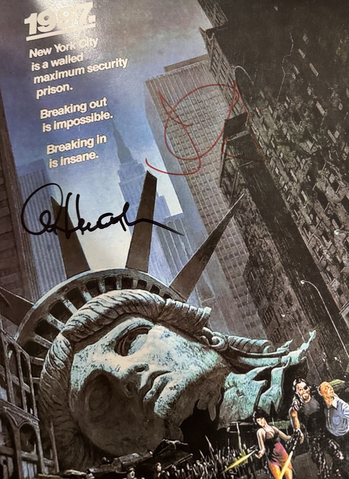 John Carpenter & Alan Howarth Signed Escape From New York 12×18 Movie Poster BAS