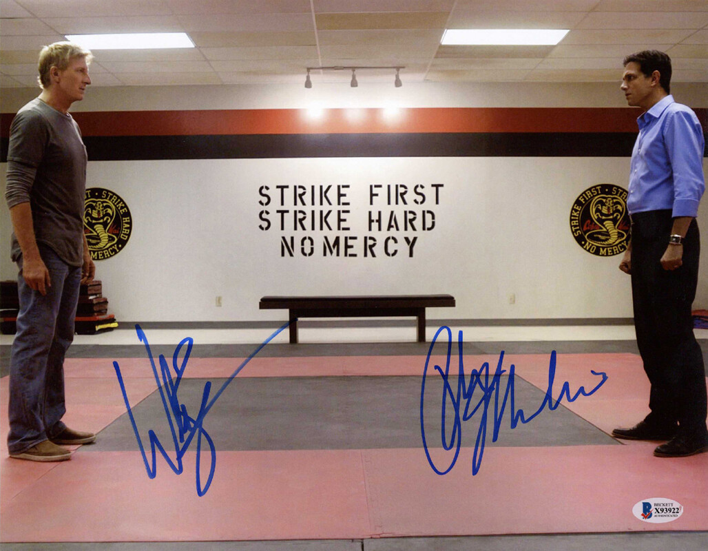 WILLIAM ZABKA RALPH MACCHIO SIGNED AUTOGRAPHED 11×14 PHOTO COBRA KAI BECKETT BAS