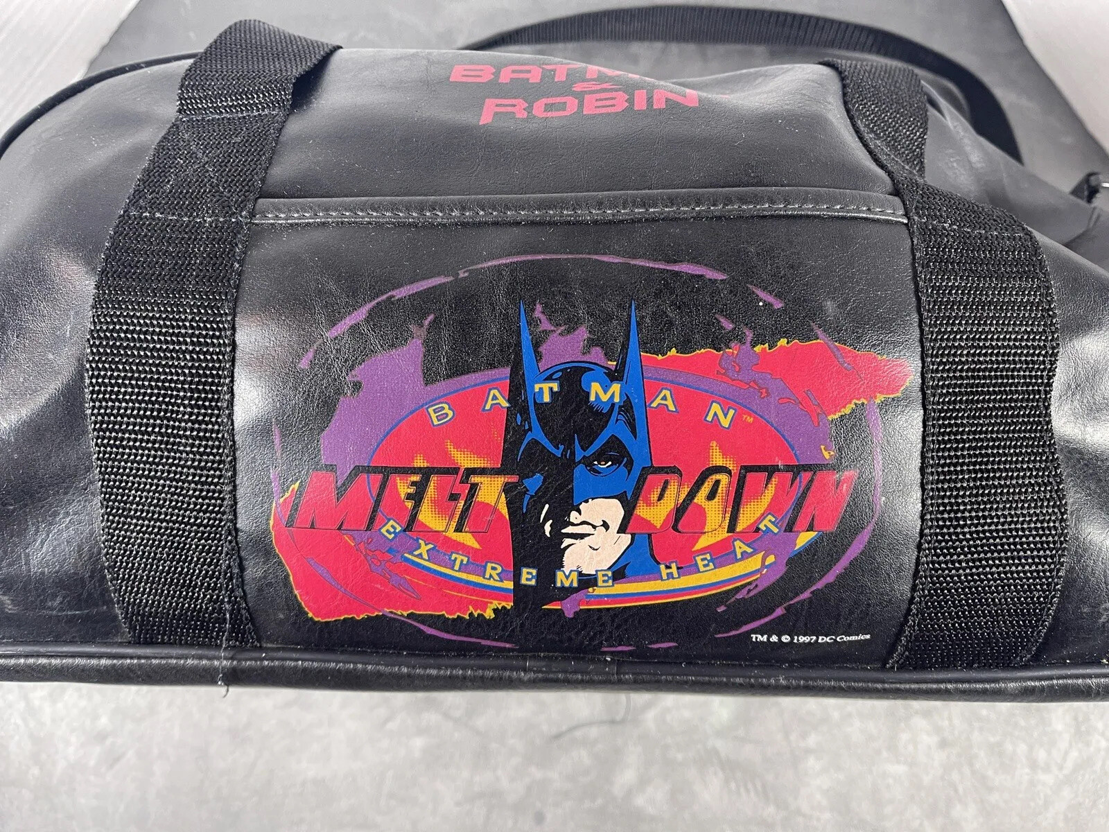 Batman & Robin Black Vinyl Duffle Bag Robin Melt Down Extreme Heat Movie 1997