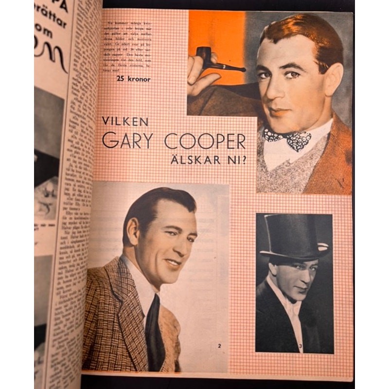 RARE 1938 Swedish Joan Blondell Magazine Gary Cooper, Public Enemy, Blonde Crazy