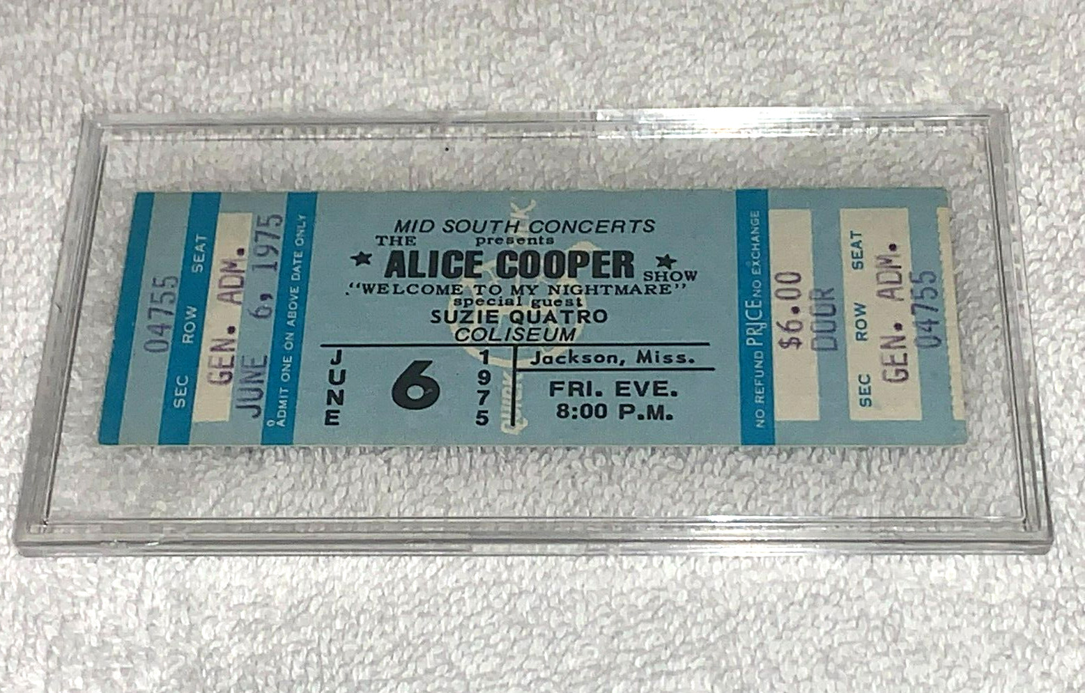 ALICE COOPER SUZIE QUATRO 1975 ORIGINAL VINTAGE UNUSED CONCERT TICKET Ephemera