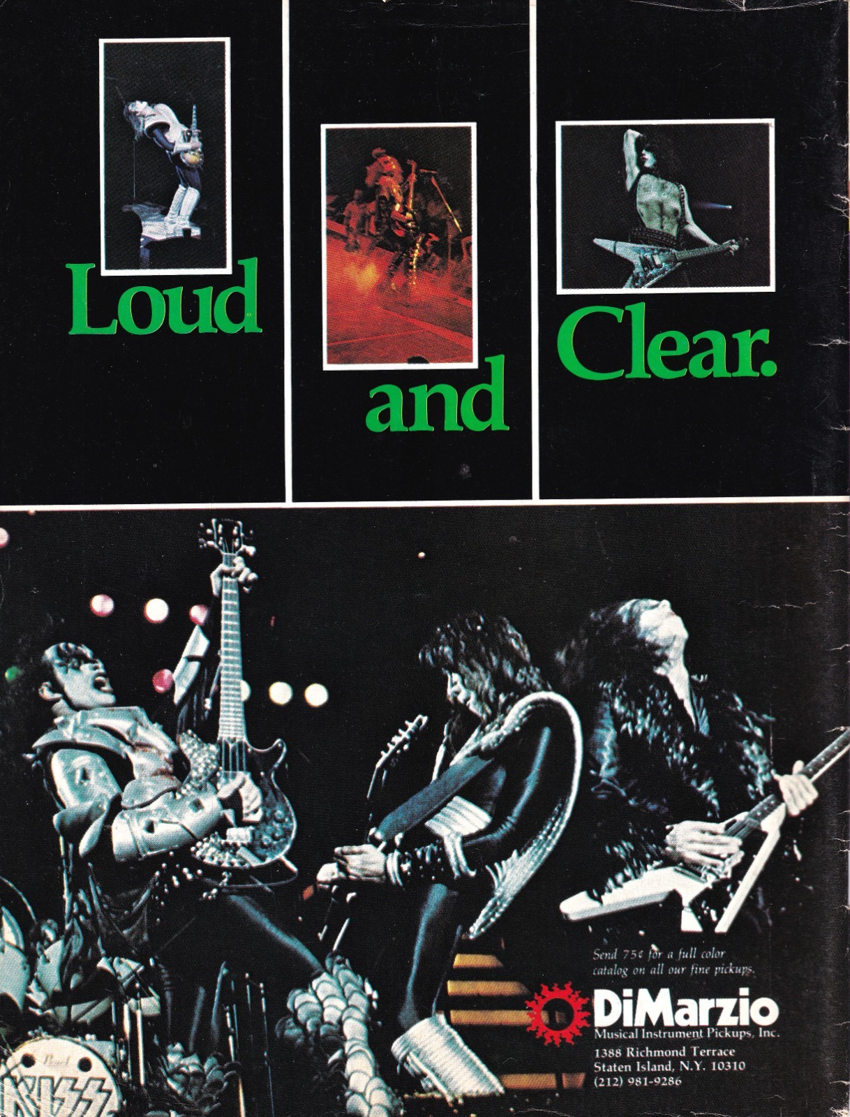 KISS~DiMARZIO GUITAR PICKUPS~ORIG 1979 PROMO PRINT AD POSTER PINUP~ACE/PAUL/GENE