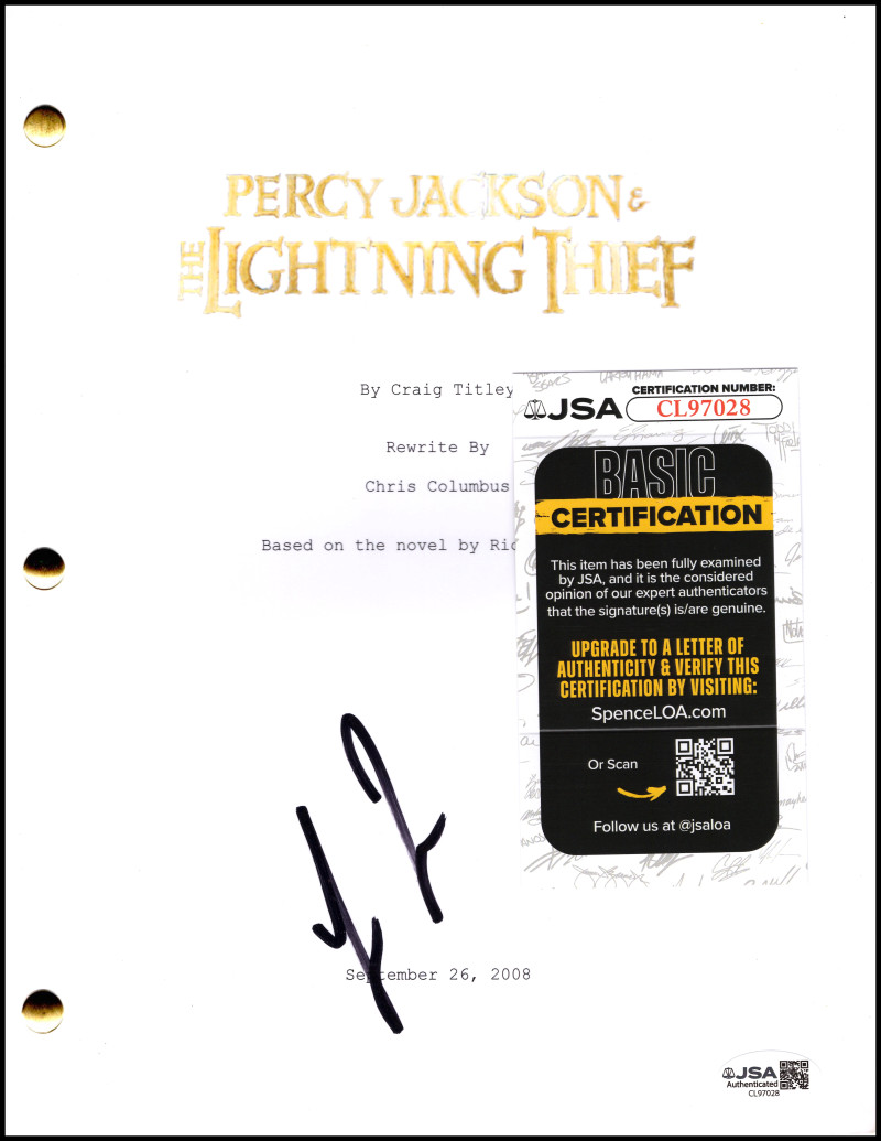 Logan Lerman Signed Autograph Percy Jackson and the Lightning Thief Script JSA