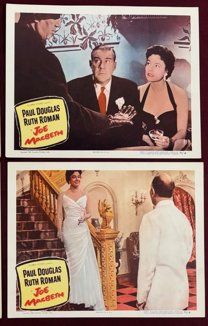 JOE MACBETH LOBBY CARDS (2) 1956 PAUL DOUGLAS RUTH ROMAN