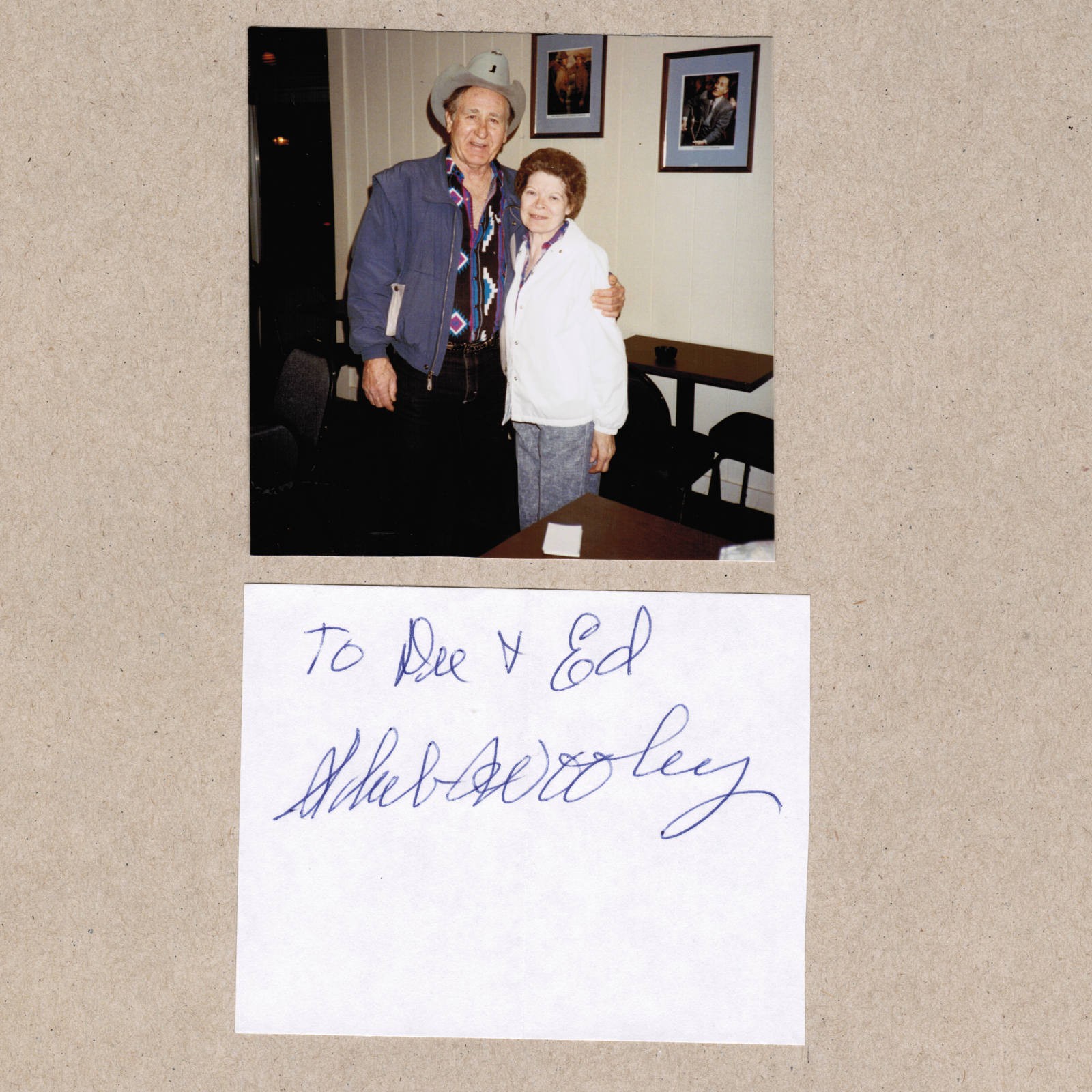 Sheb Wooley Signed Autograph w/ Fan Taken 3.5 x 3.5 OOAK Photo Vintage Rawhide