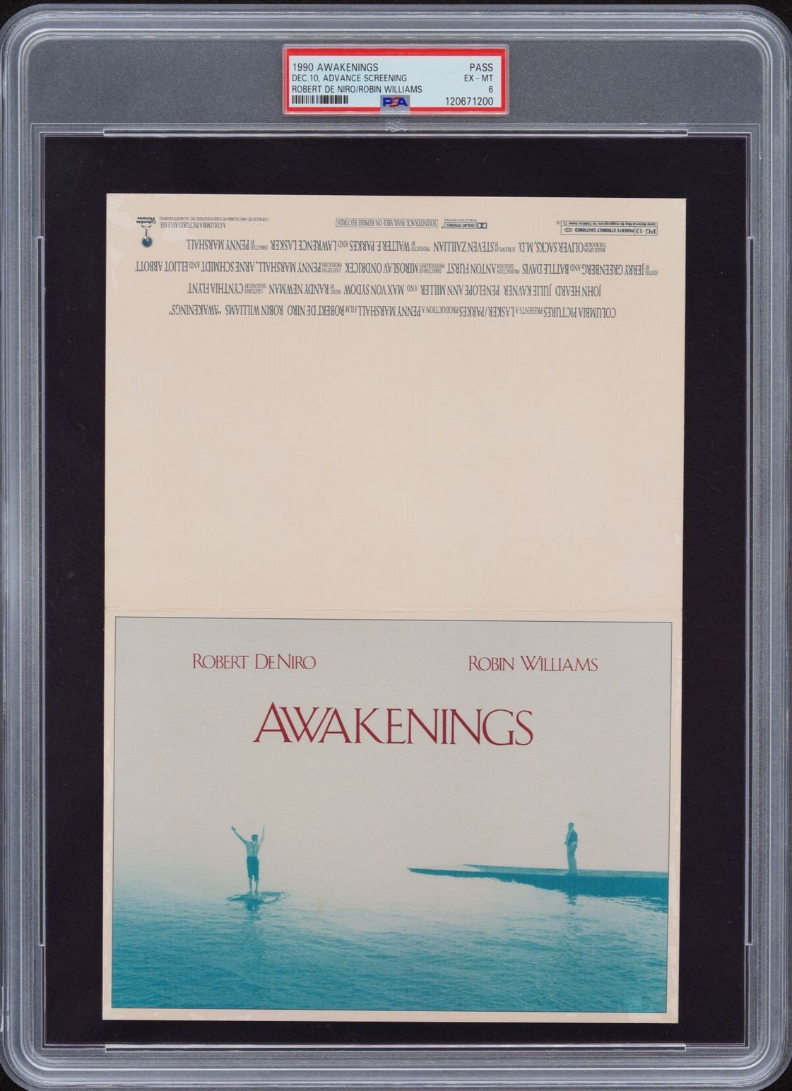 AWAKENINGS / 1990 Advance Screening Movie Ticket, Robin Williams film, PSA 6