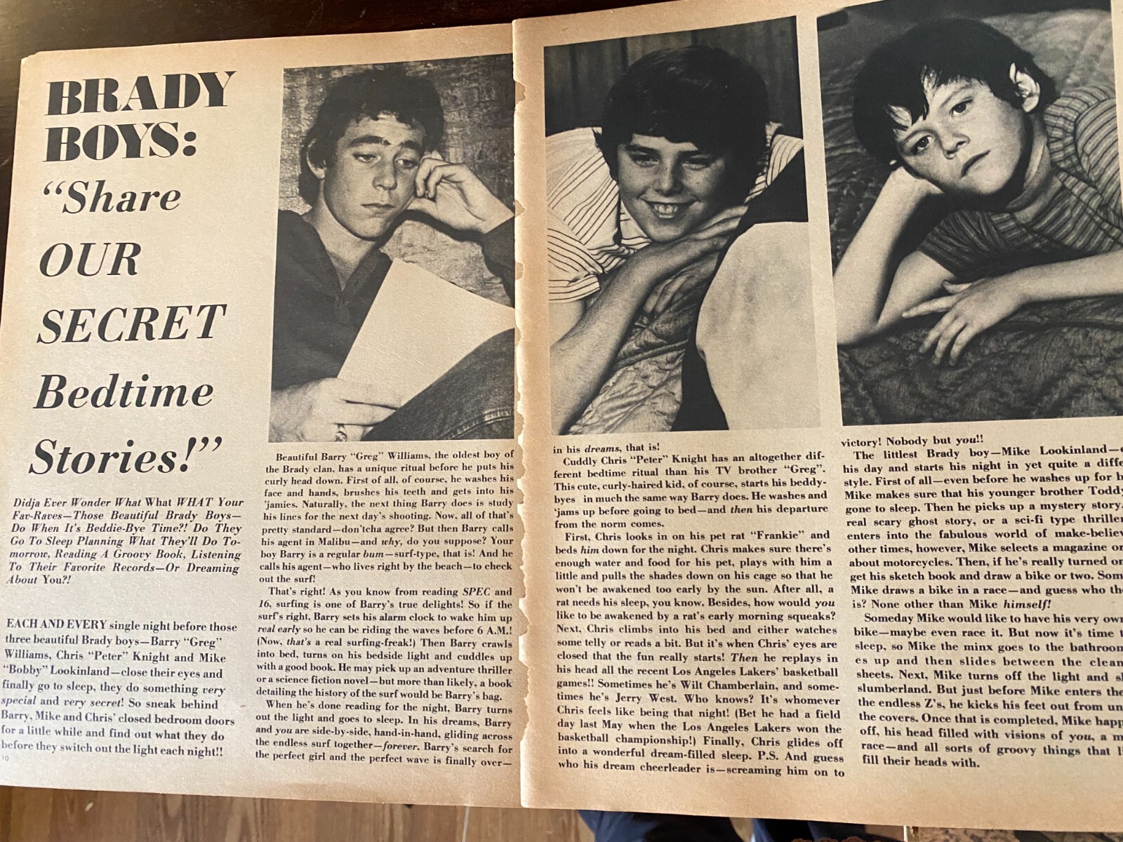 Brady Bunch, Barry Williams, Christopher Knight, Two Page Vintage Clipping aa