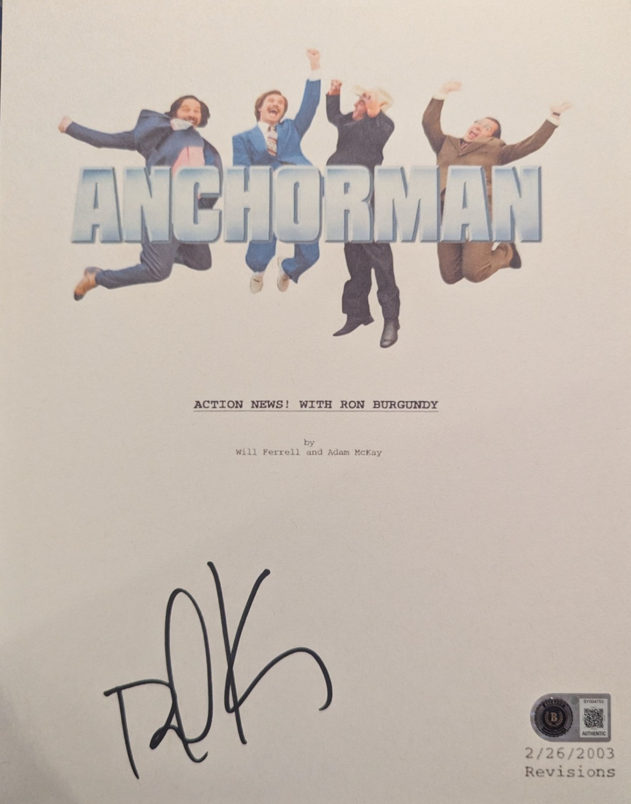 David Koechner Signed Anchorman 8.5×11 Autographed Script Cover Beckett COA