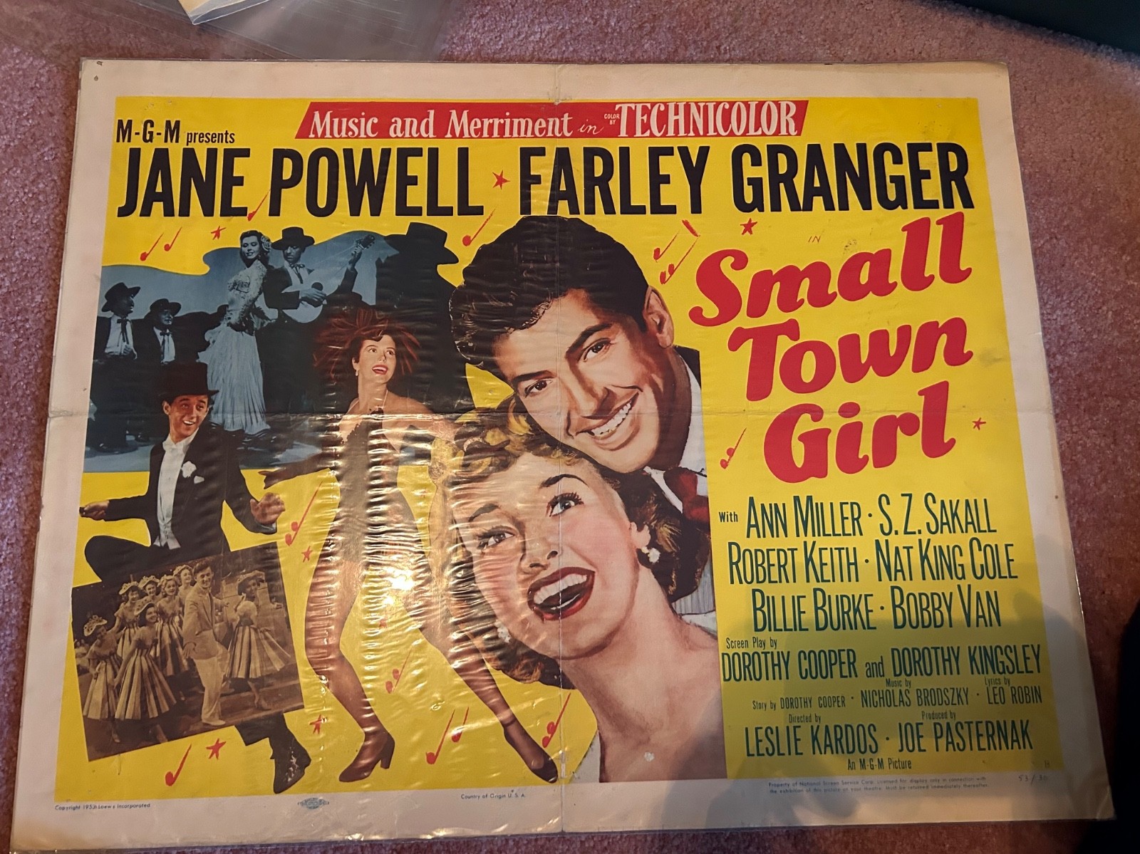 Vintage Movie Poster 1/2 SH “Small Town Girl” 1953 Jane Powell Farley Granger