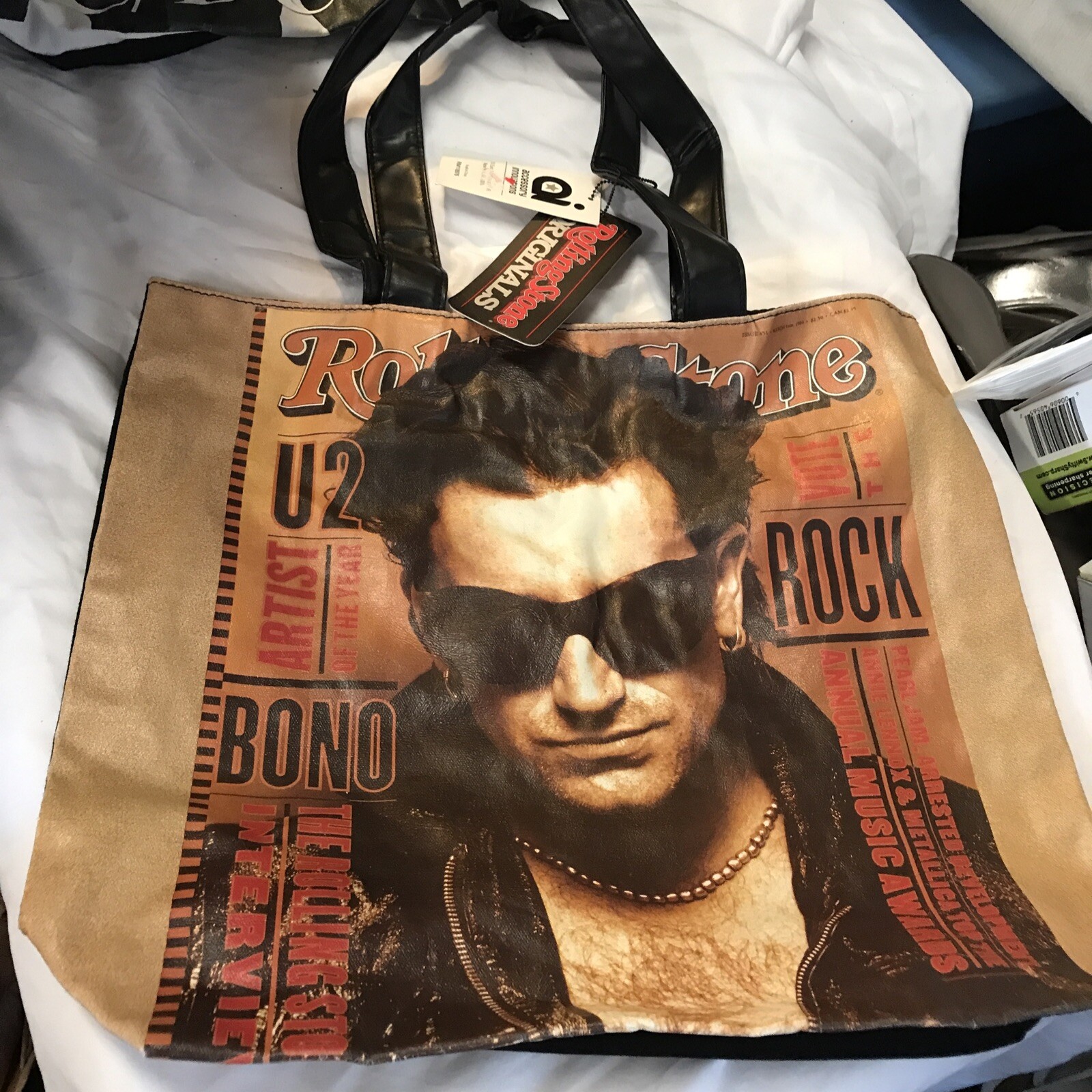 Rolling Stones Tote Vinyl Plastic texture Bag