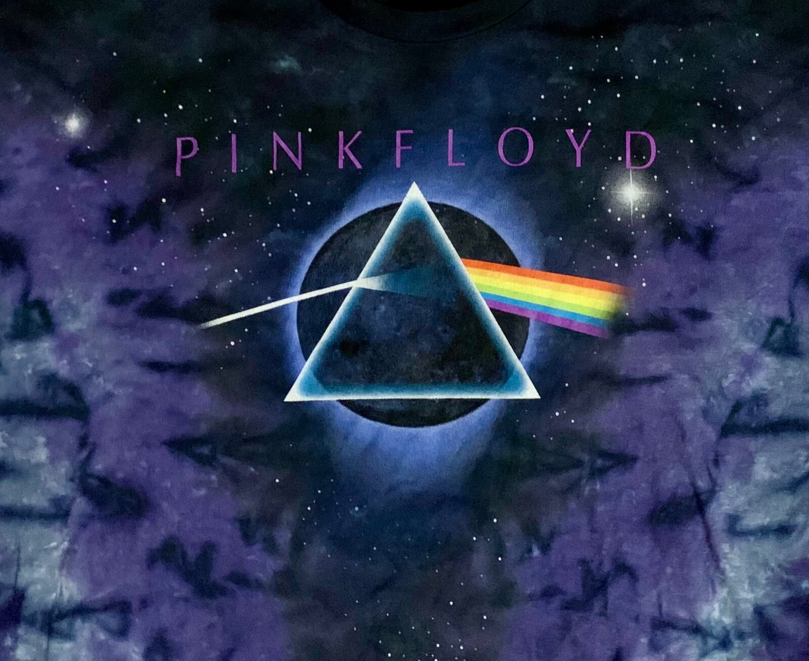 (2XL) Vintage Tie-Dye T-Shirt Pink Floyd Dark Side Of The Moon – Purple – No Tag