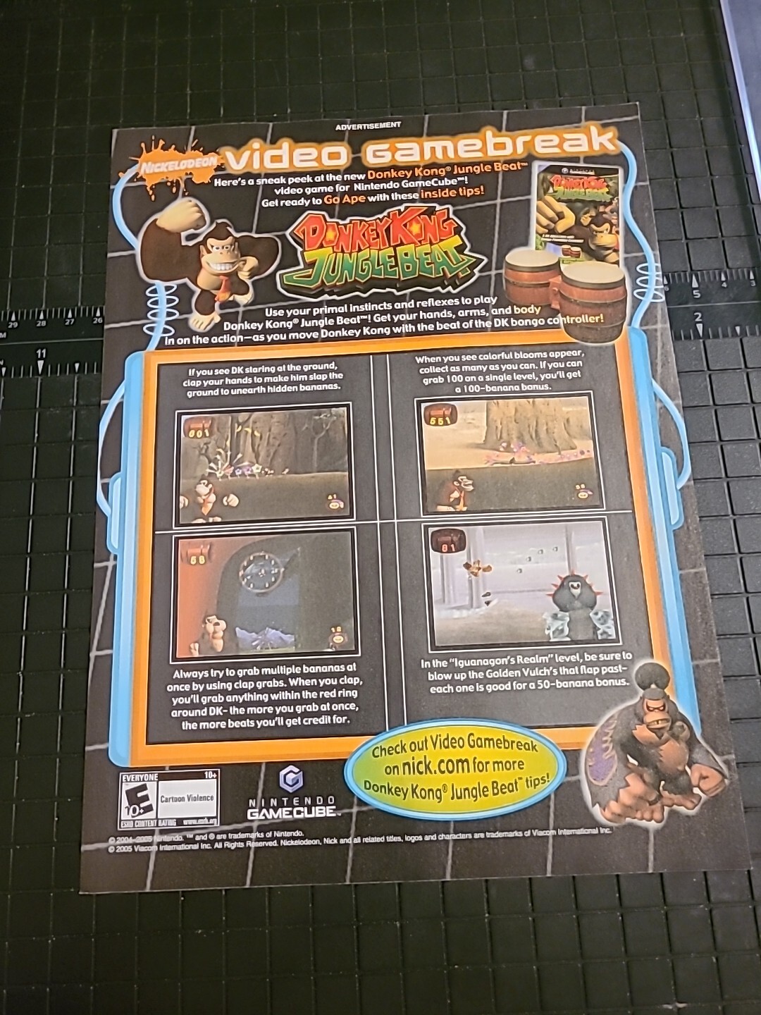 Donkey Kong Jungle Beat Gamecube Print Ad 2005 8×11 Great To Frame