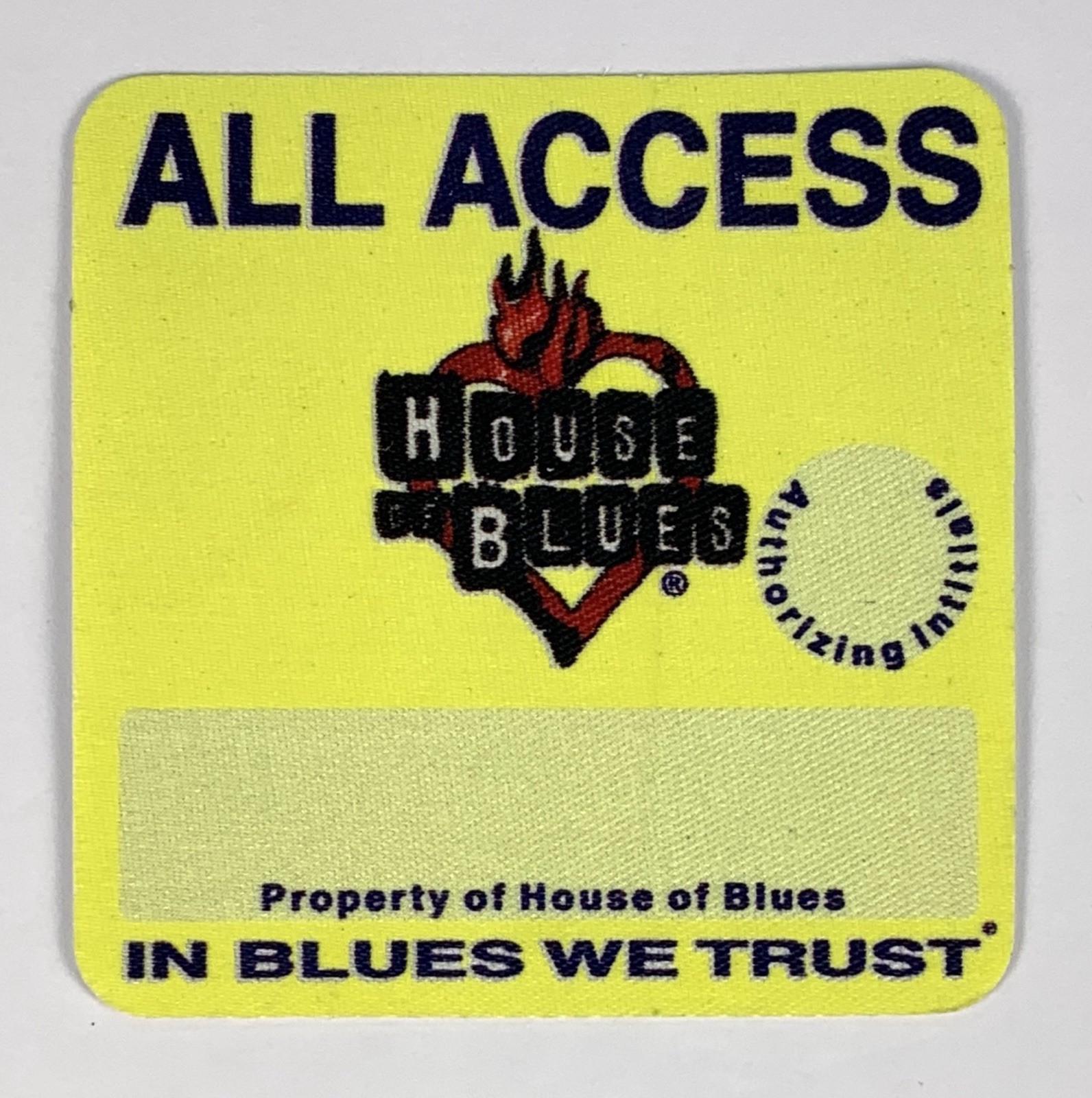 House Of Blues Backstage Pass All Access Vintage Unused In Blues We Trust n