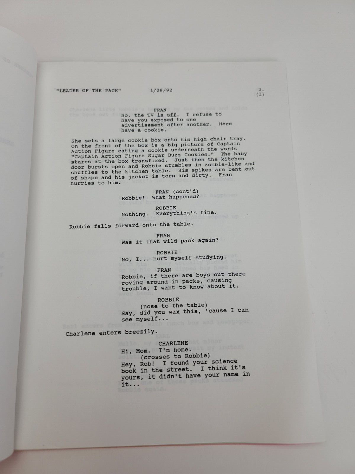 DINOSAURS / Kirk Thatcher 1992 TV Script Brian & Jim Henson “Leader of the Pack”