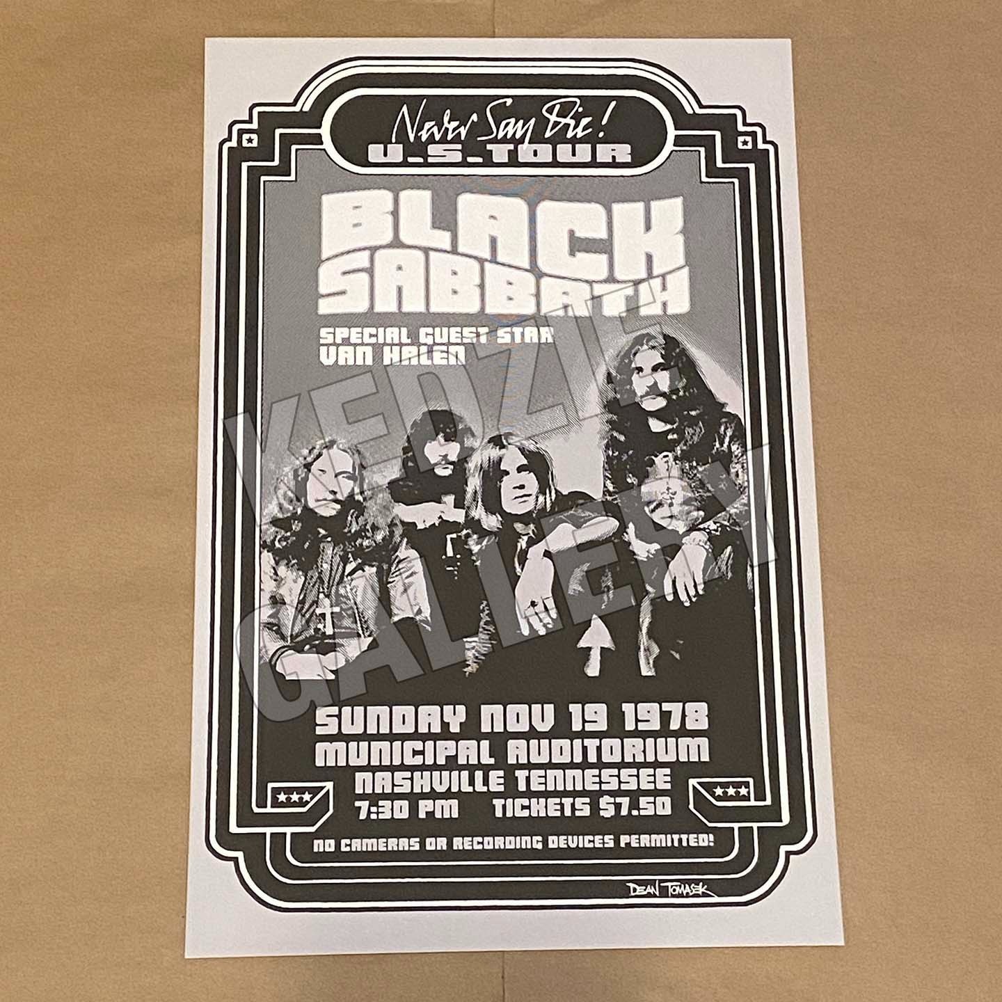 Black Sabbath Van Halen Never Say Die Tour November 19 1978 Nashville TN Poster