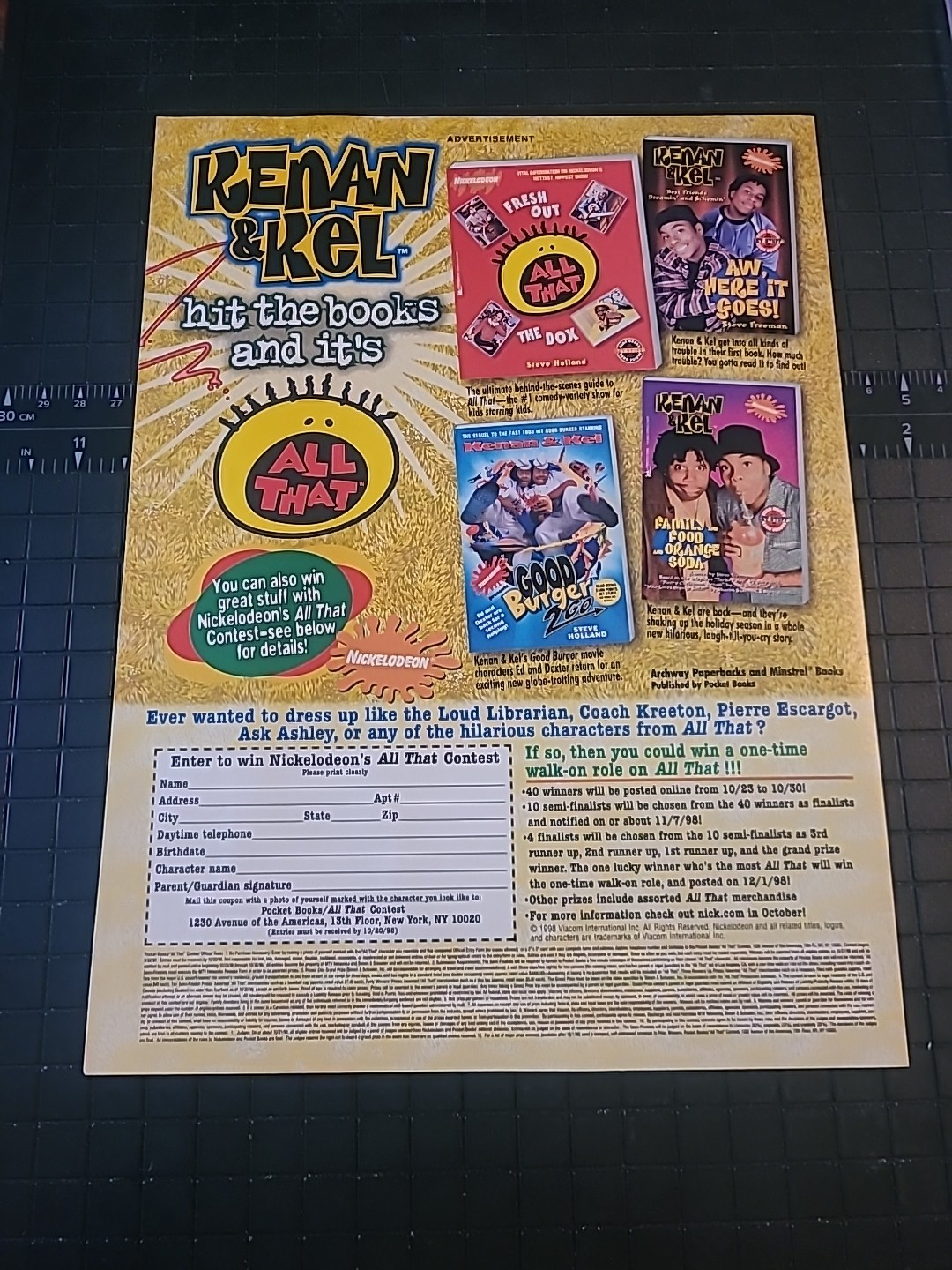 Kenan & Kel Books Nickelodeon Print Ad 1998 8×11 Great To Frame Vintage