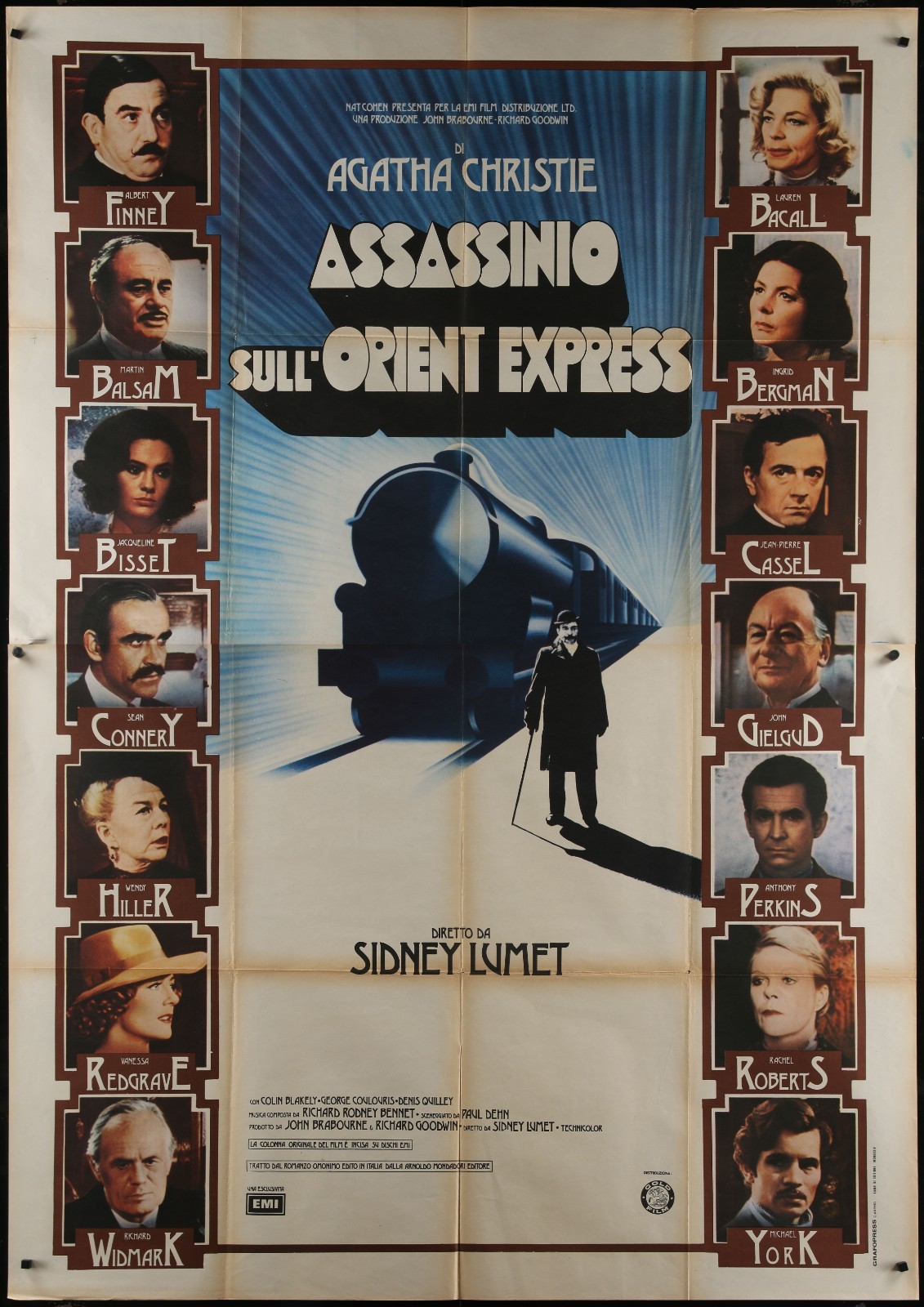 MURDER ON THE ORIENT EXPRESS 1974 Original Italian 55×78 Poster Connery Lumet
