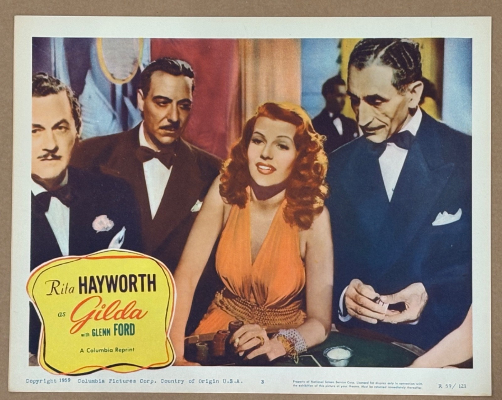 GILDA ‘46 RITA HAYWORTH GAMBLING WITH JOSPEH CALLEIA ICONIC IMAGE FILM NOIR LC