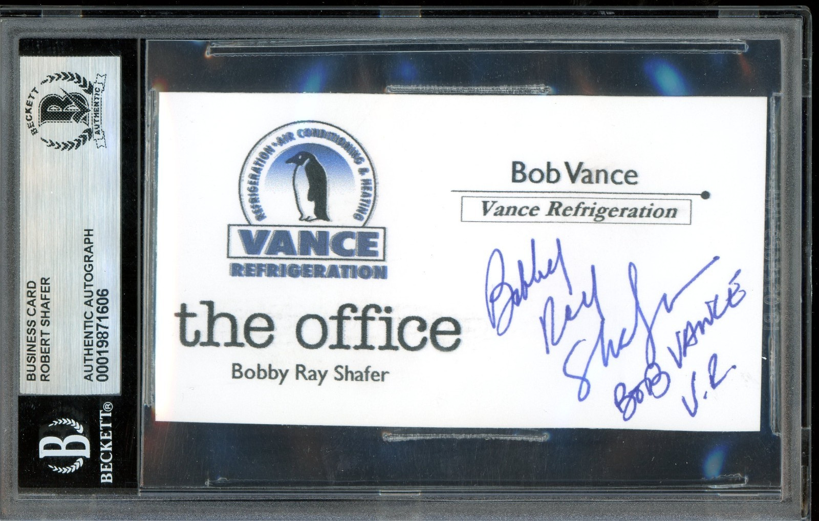 Bobby Ray Shafer Bob Vance The Office Signed Business Card Beckett Auto BAS *6