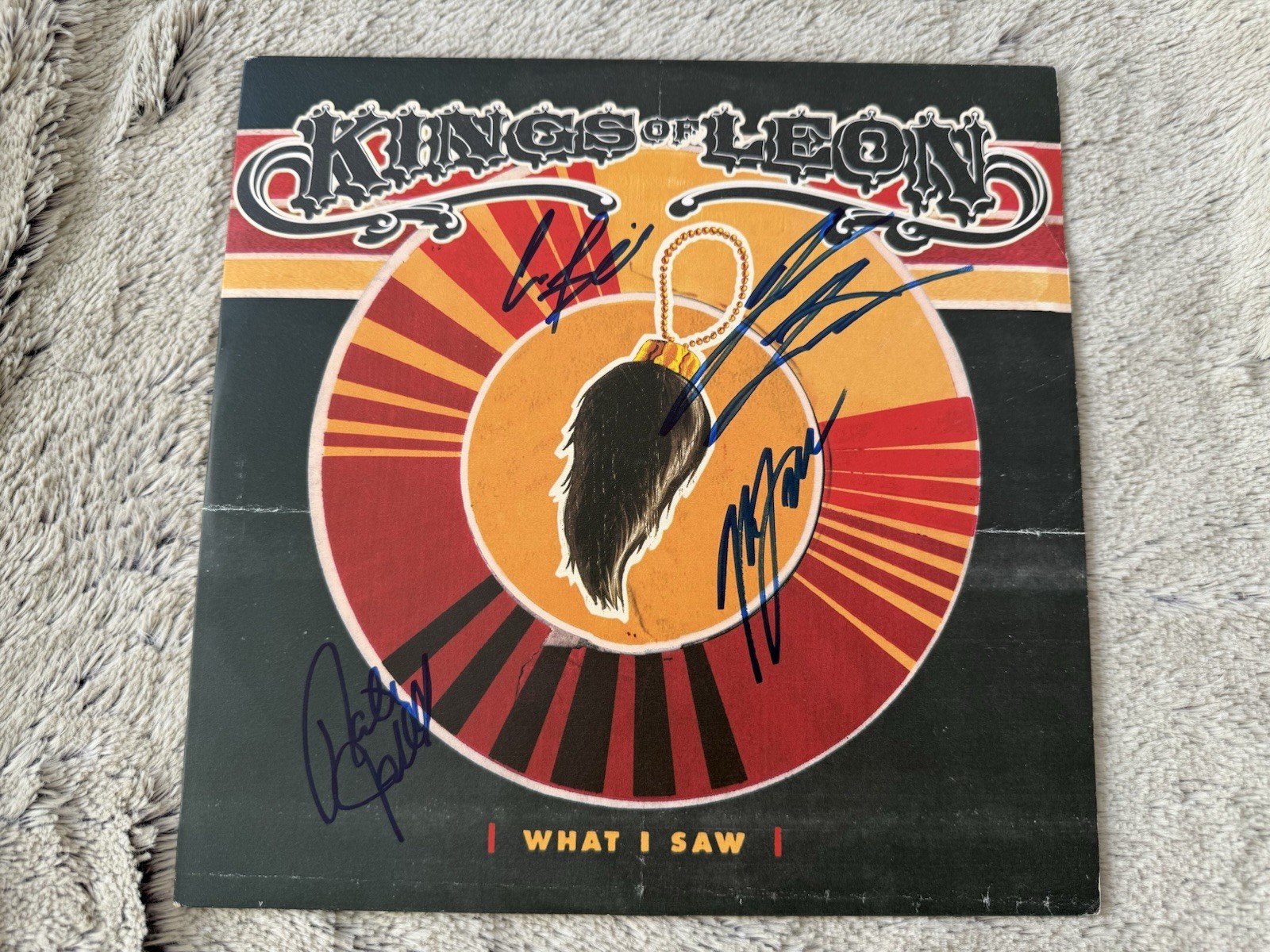 KINGS OF LEON X4 SIGNED AUTOGRAPH What I Saw BLUE VINYL 10 ” LP
