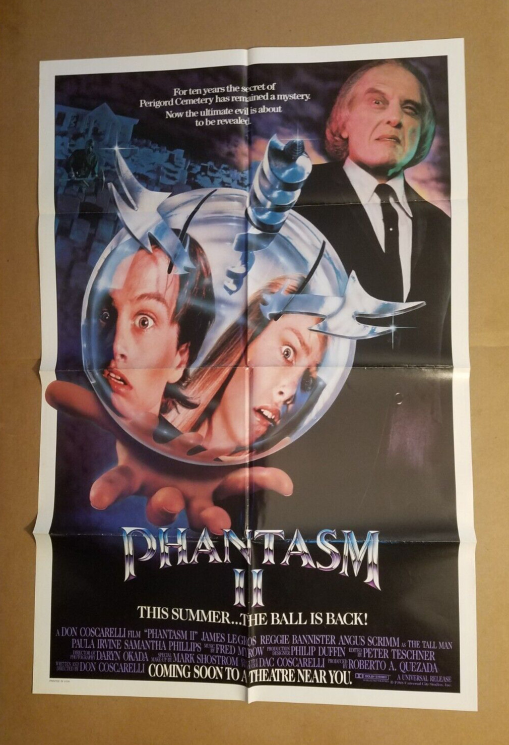 ⚰️PHANTASM II 1988 Original 27×41 1-sheet movie poster ADVANCE Tall Man 💀880093