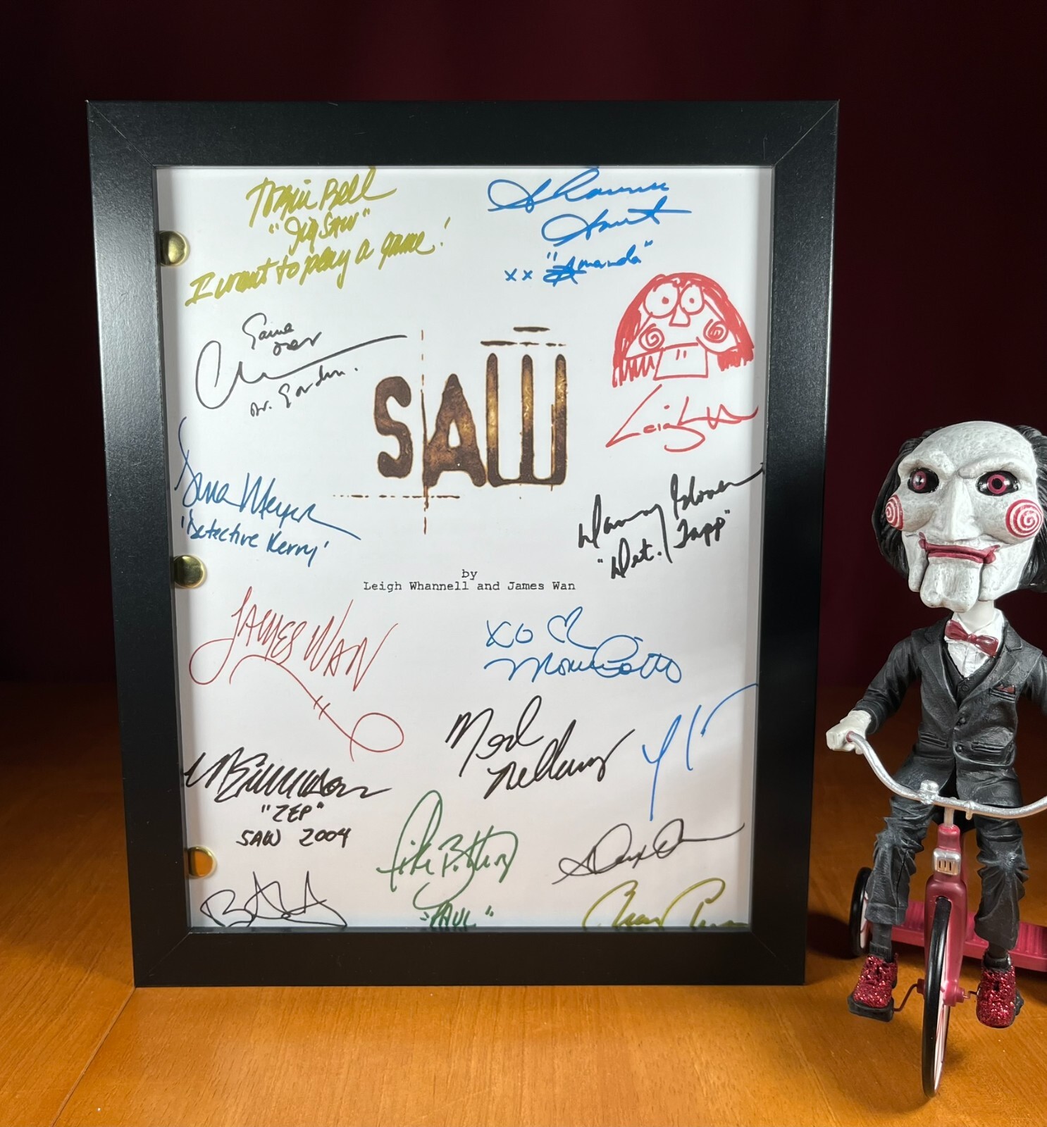 Saw Script Signed- Autograph Reprints- Jigsaw- Saw Movie Script