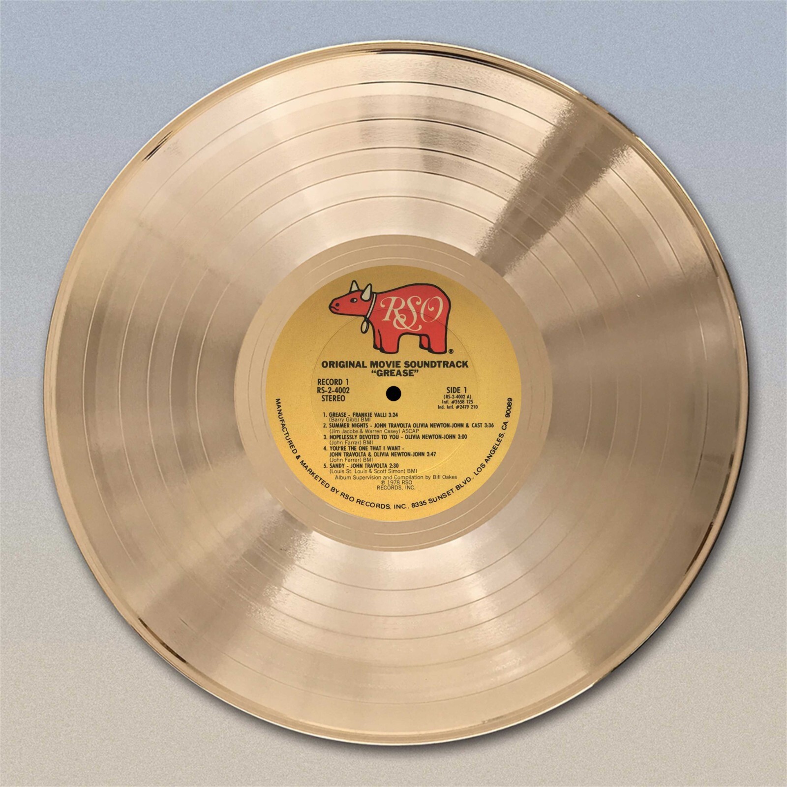 Grease “The Original Soundtrack” Gold or Platinum LP Wall Art.
