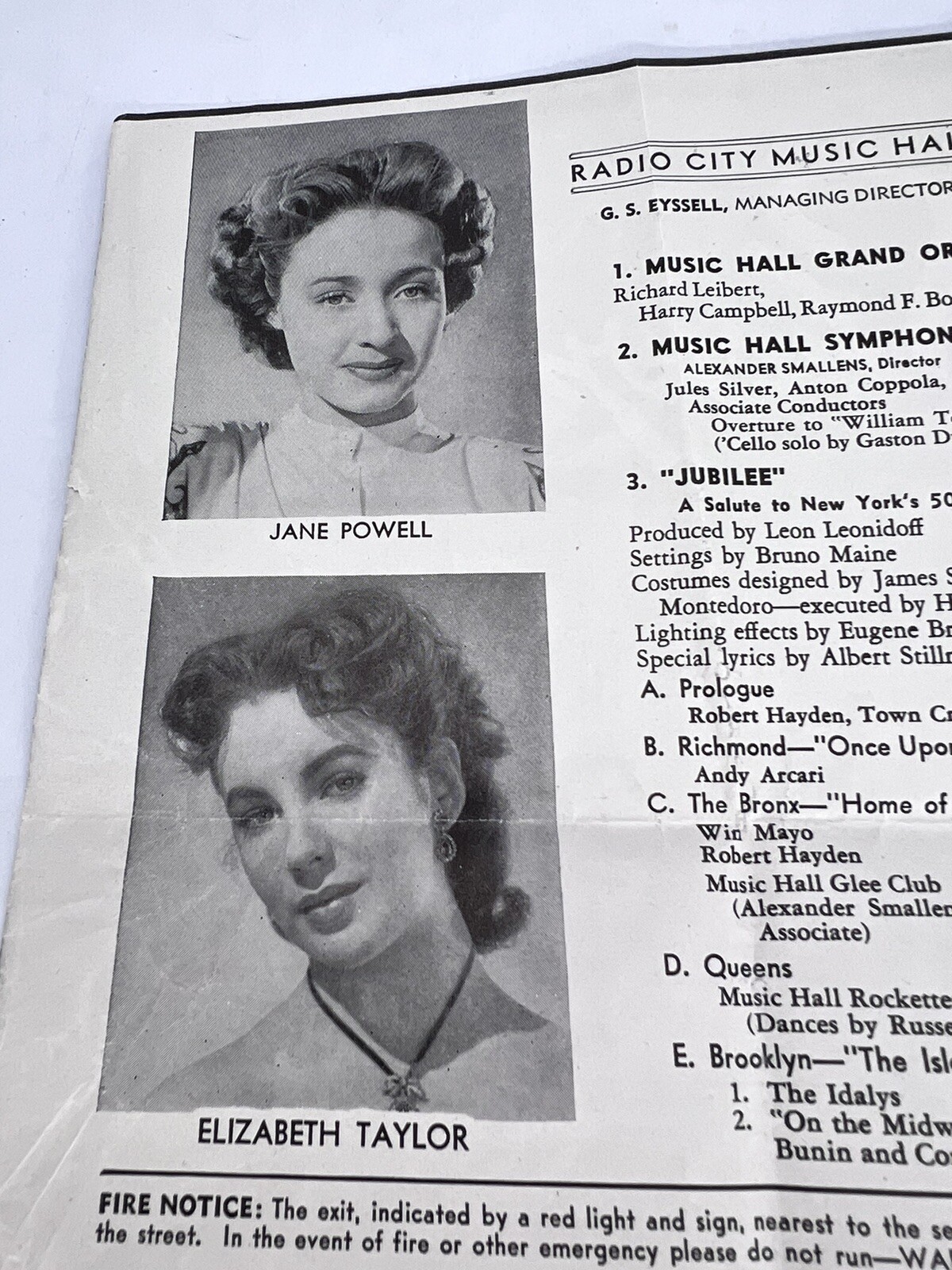 Liz Taylor Jane Powell 1938 Radio City music hall Program A Date with Judy