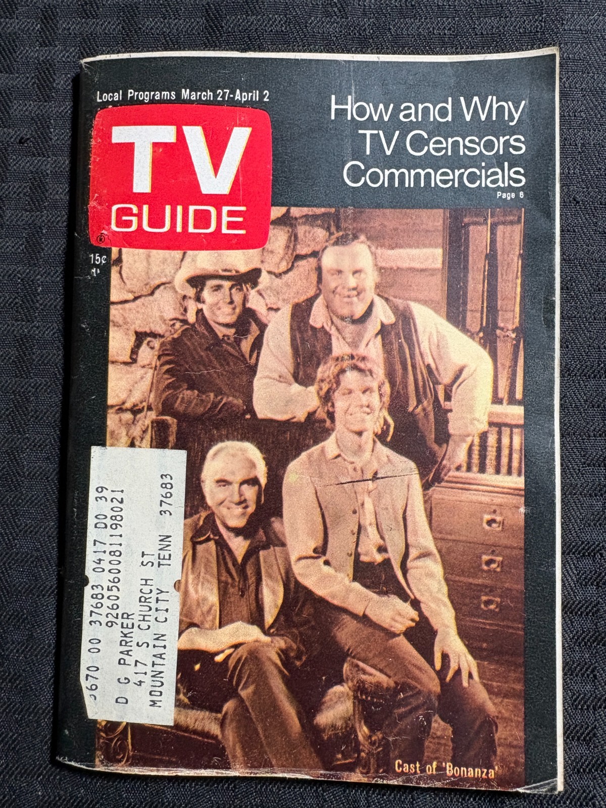 1971 March 27 TV GUIDE Magazine G/VG 3.0 Cast of Bonanza / Carolina TN Edition