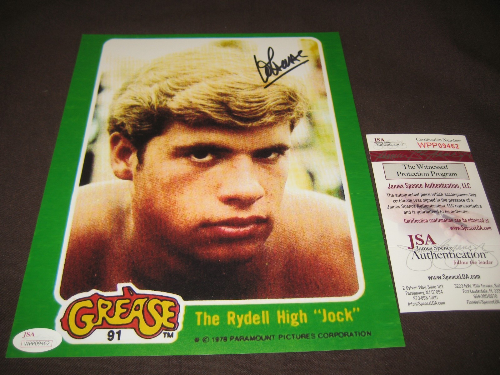LORENZO LAMAS “THE RYDELL HIGH JOCK” GREASE AUTO SIGNED PHOTO JSA COA FR SHIP!