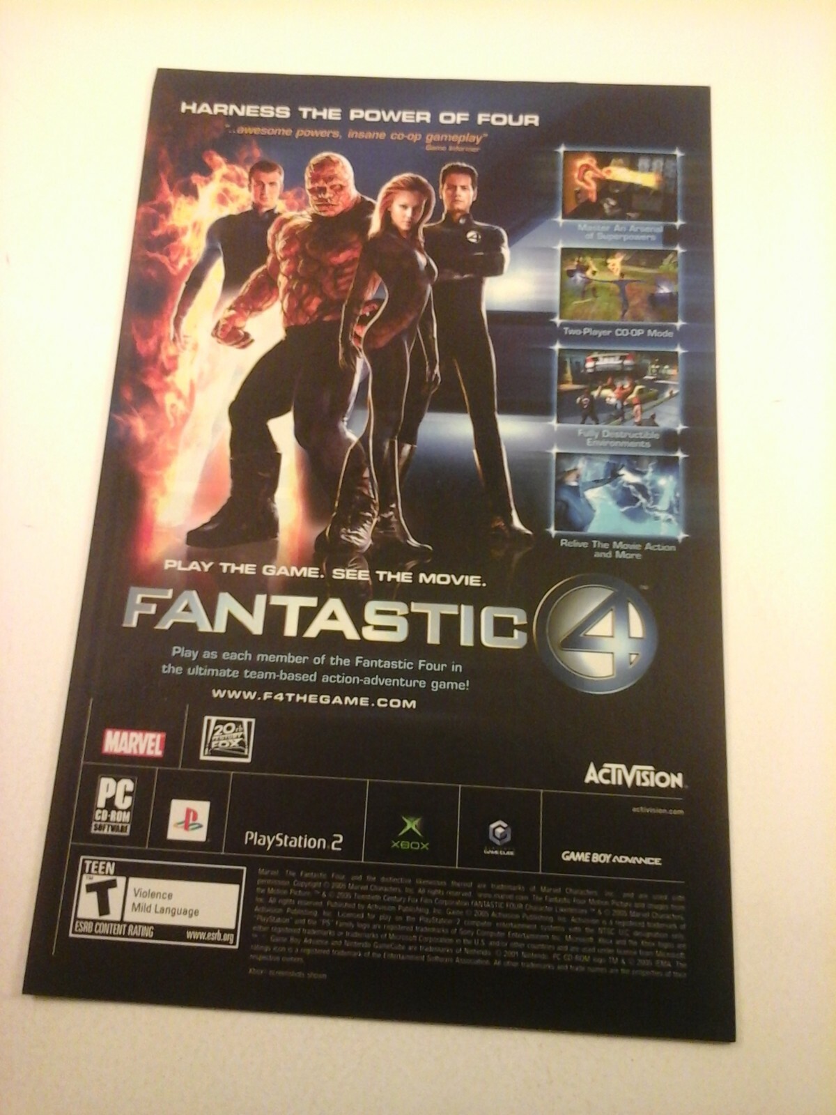 2005 Video Game Print Ad – FANTASTIC FOUR – PS PS2 XBOX PC GBA GAMECUBE MARVEL