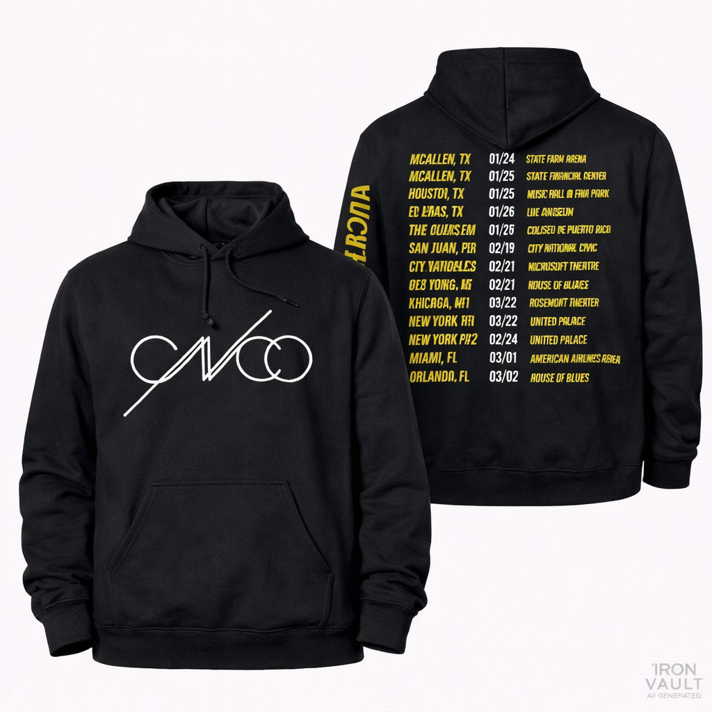 CNCO World Tour Concert Hoodie Black Merch Sweatshirt Latin Pop Reggaeton