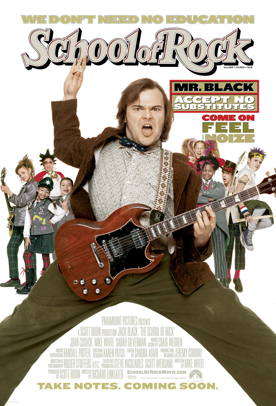 SCHOOL OF ROCK MOVIE POSTER 2 Sided ORIGINAL FINAL 27×40 JACK BLACK JOAN CUSACK