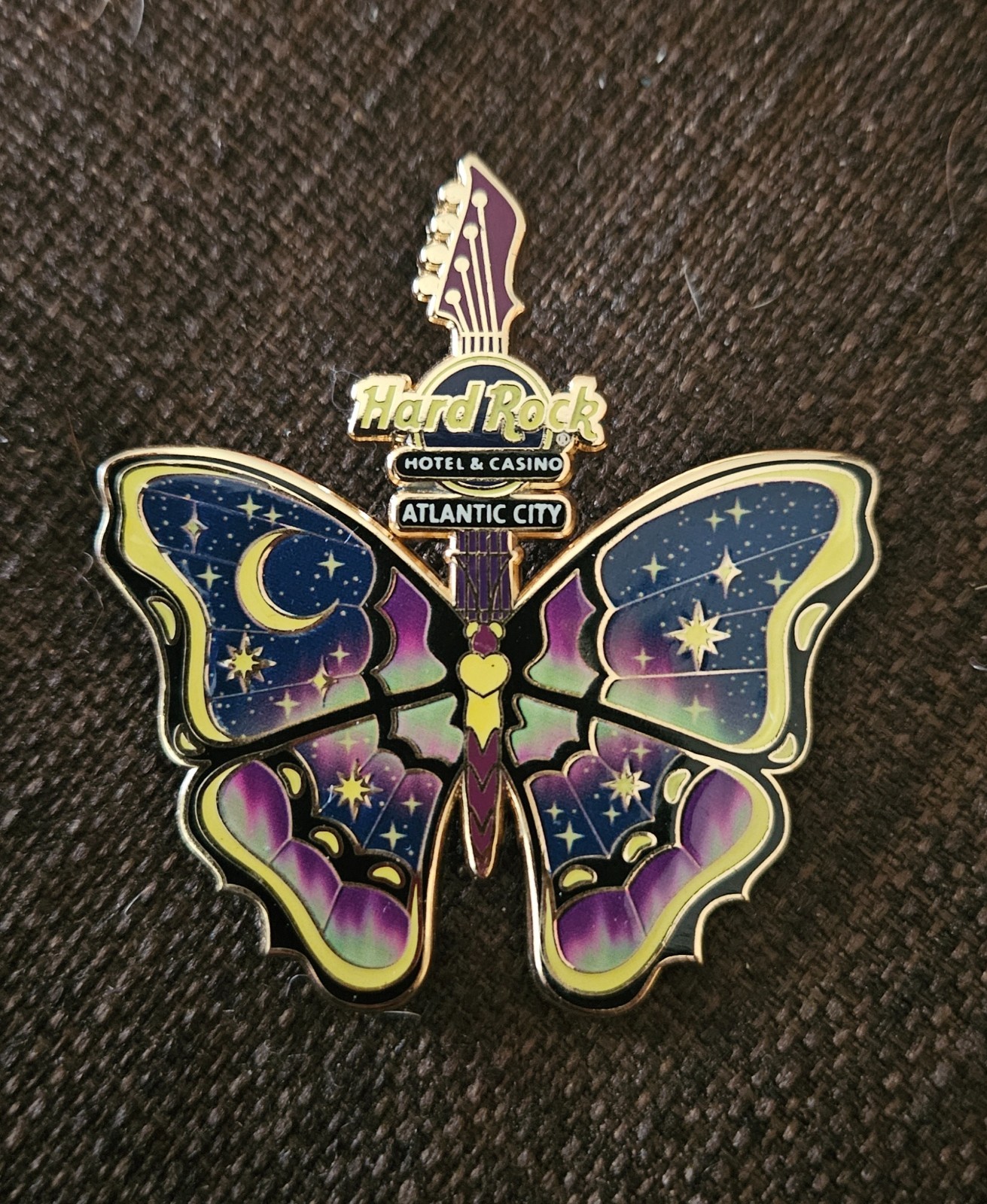 Hard Rock Cafe Pin Hotel Casino Atlantic City Celestial Butterfly GuitarGlows 26