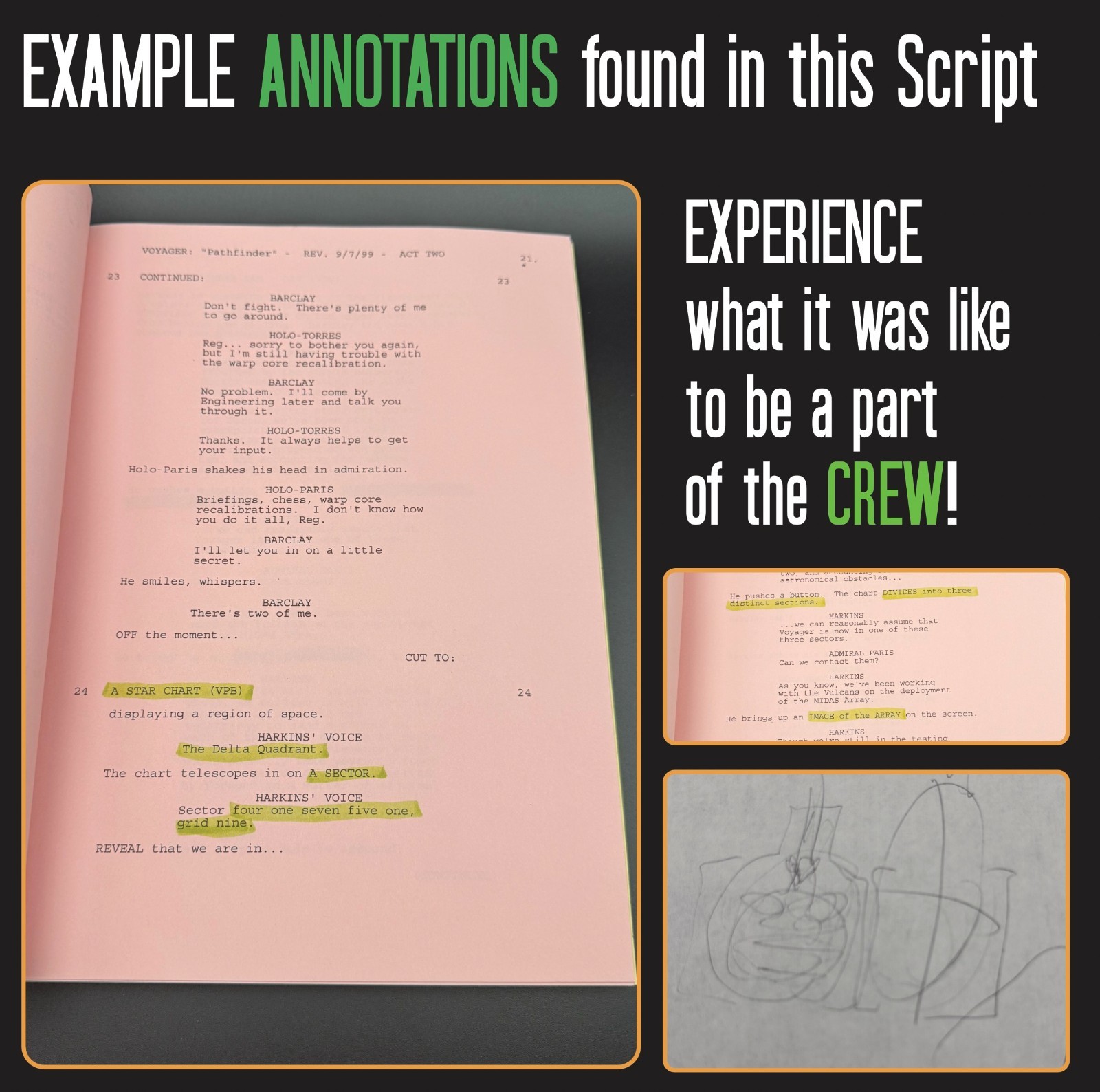 Star Trek Voyager Script LOT Annotated +ADD’L Revisions +COA | “Pathfinder”