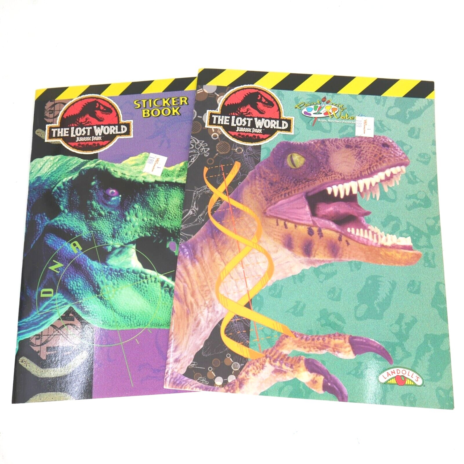 Vintage Lot The Lost World Jurassic Park Paint w Water & Sticker books NOS