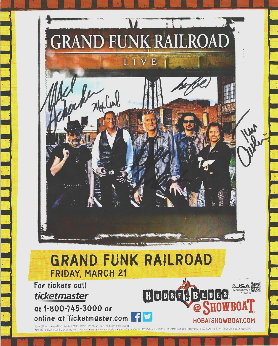 Grand Funk Railroad REAL hand SIGNED 8×10 Photo #2 JSA COA Autographed Don Mel +