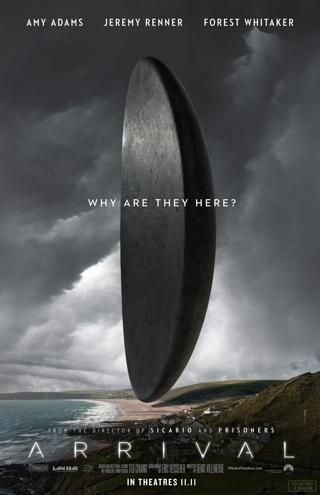 Arrival movie poster (j) – 11″ x 17″ – Amy Adams, Jeremy Renner