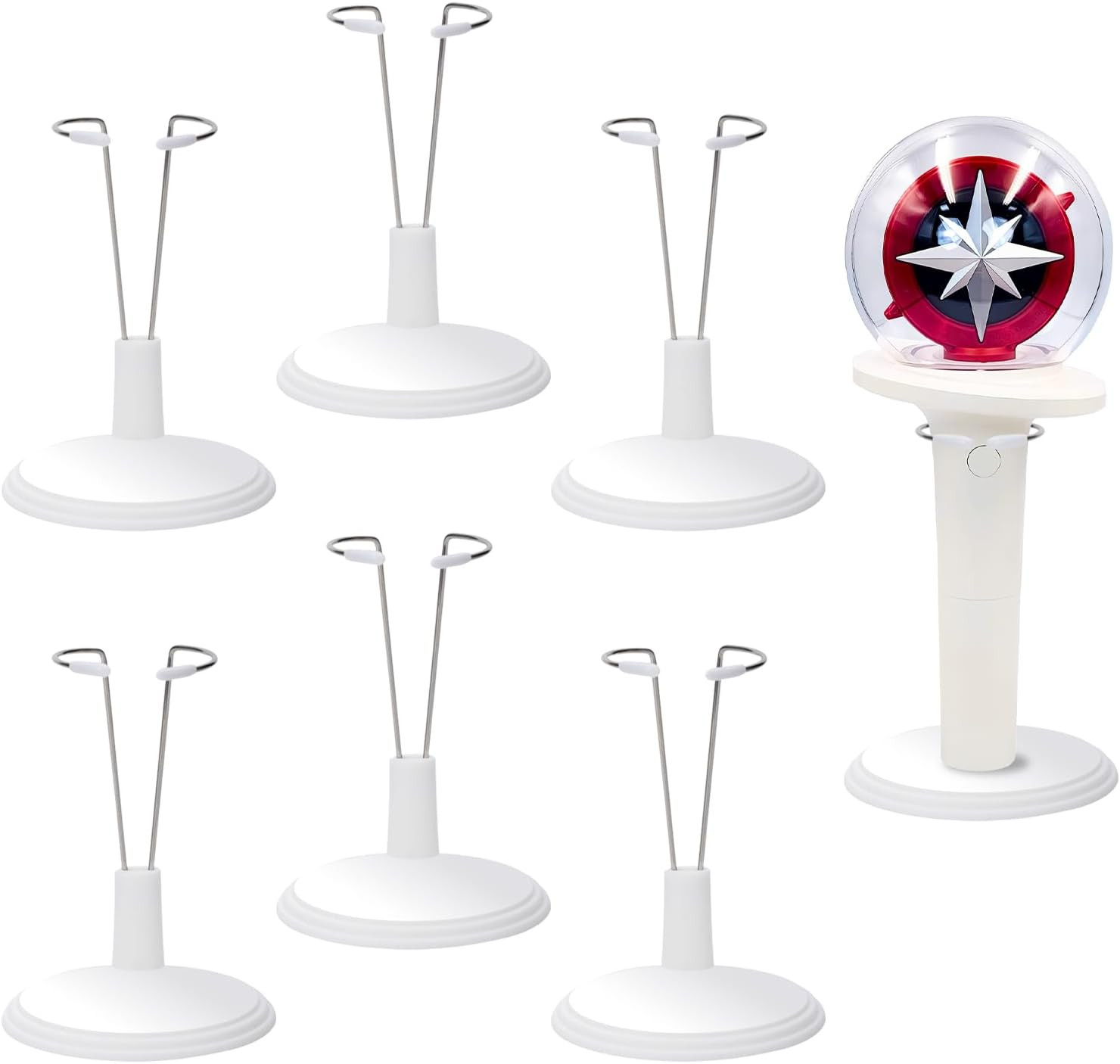6Pcs Lightstick Display Stand, Adjustable Plastic and Stainless Steel Holder, St