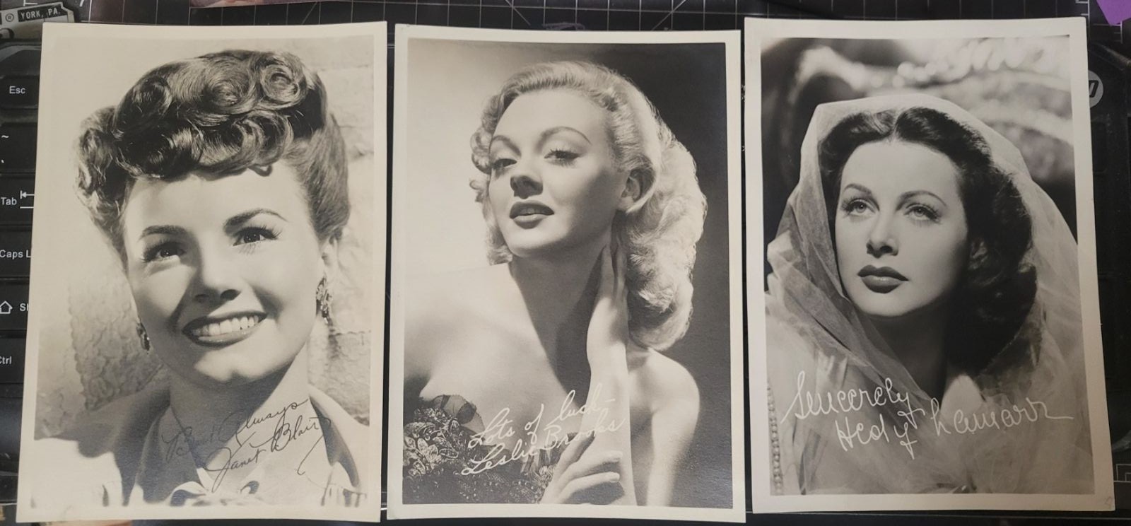 3 Vintage Hollywood Movie Stars 5×7 Pictures Hedy Lamarr, Leslie Brooks, Janet B