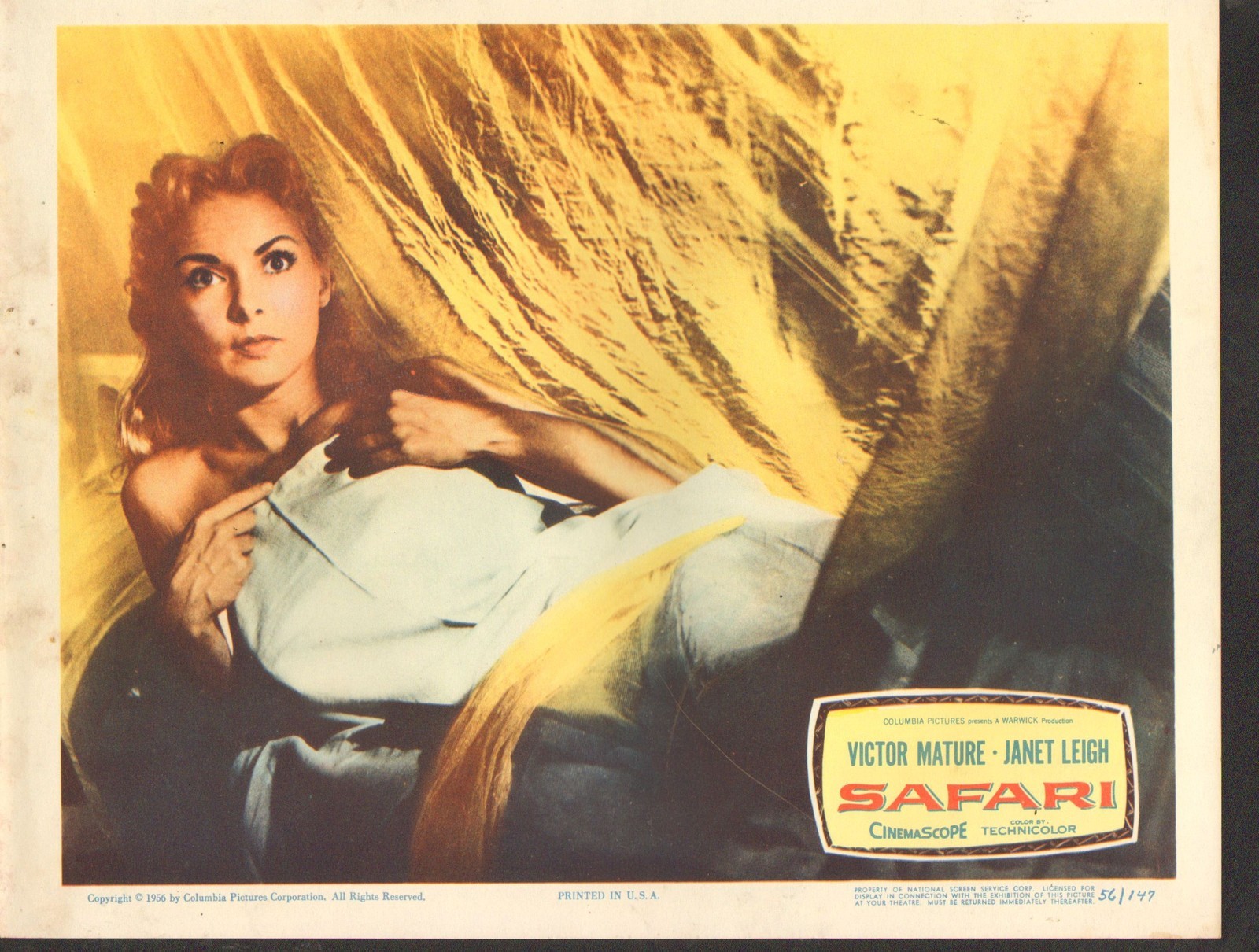 1956 MOVIE LOBBY CARD #3-1498 – SAFARI – VICTOR MATURE – JANET LEIGH